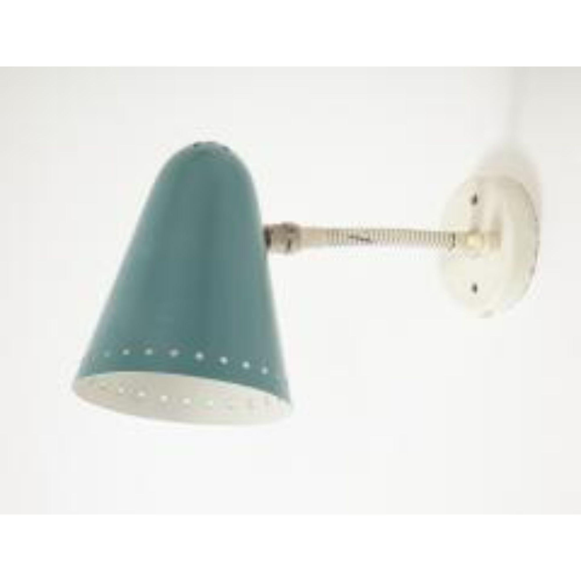 20th Century Robins Egg Blue Wall Light in Lacquered Metal by H. Busquet, circa 1960