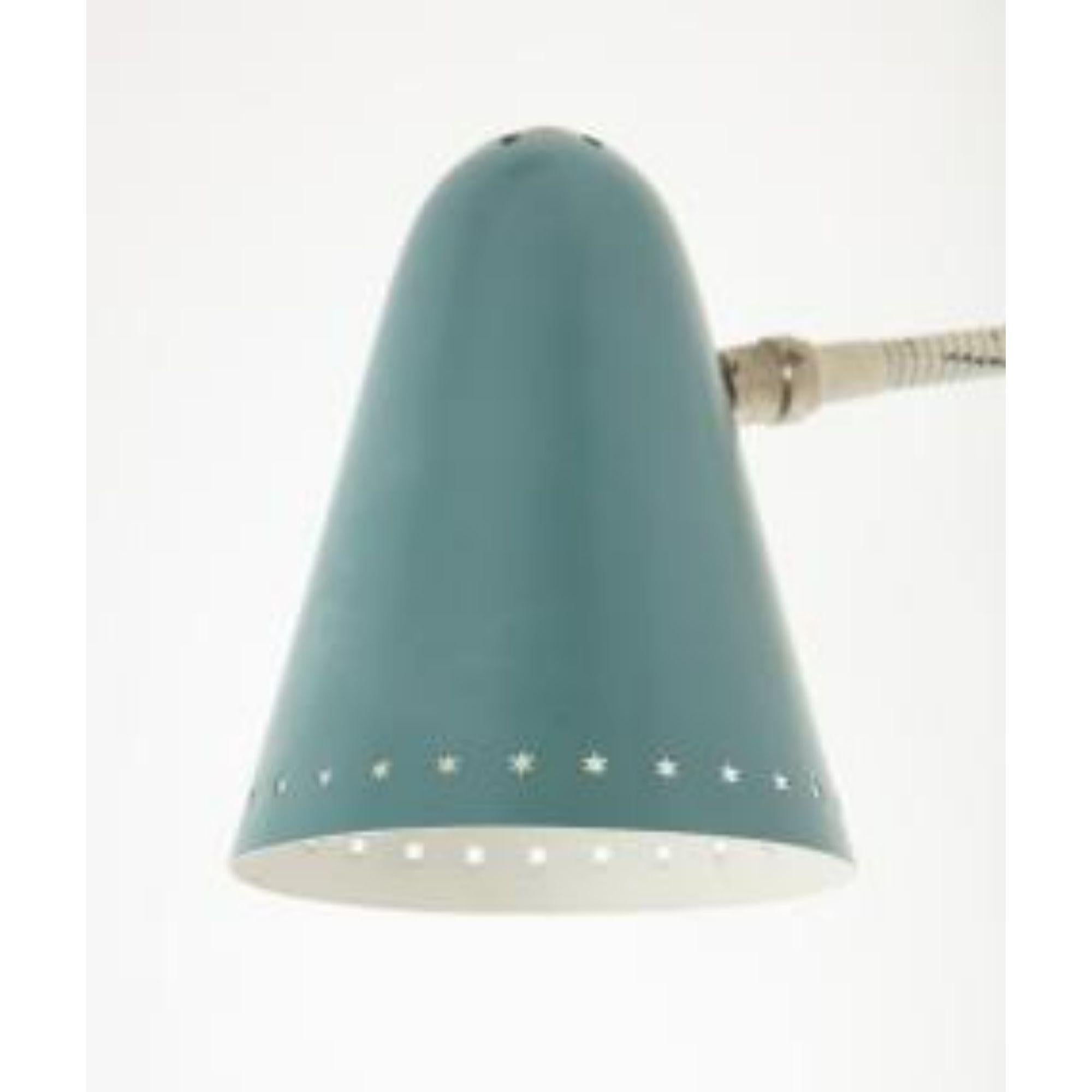 Robins Egg Blue Wall Light in Lacquered Metal by H. Busquet, circa 1960 1