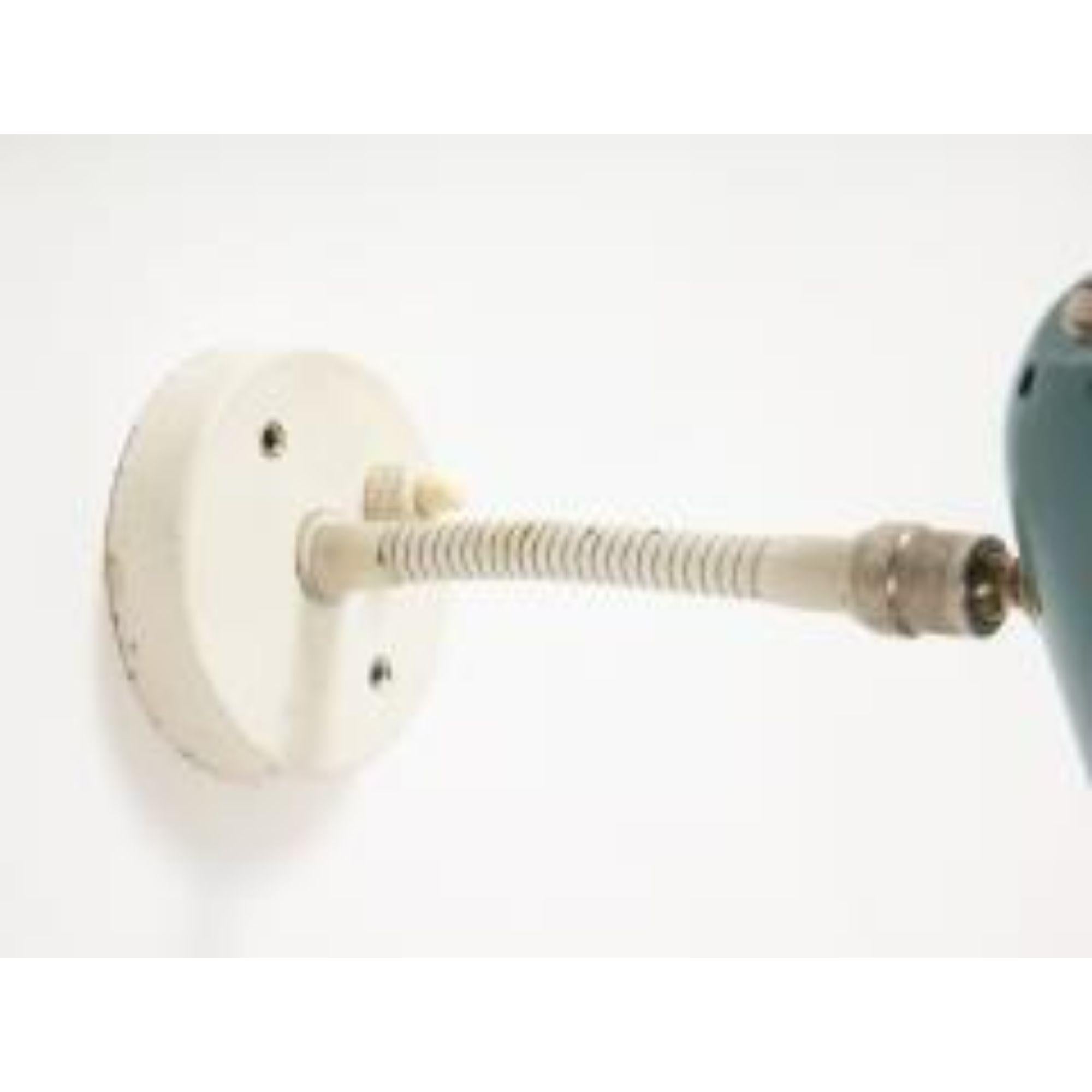 Robins Egg Blue Wall Light in Lacquered Metal by H. Busquet, circa 1960 2