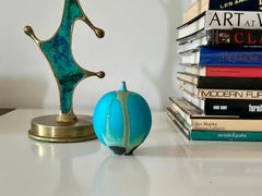 Robins Egg Blue Studio Pottery Rose Cabat Feely Vase