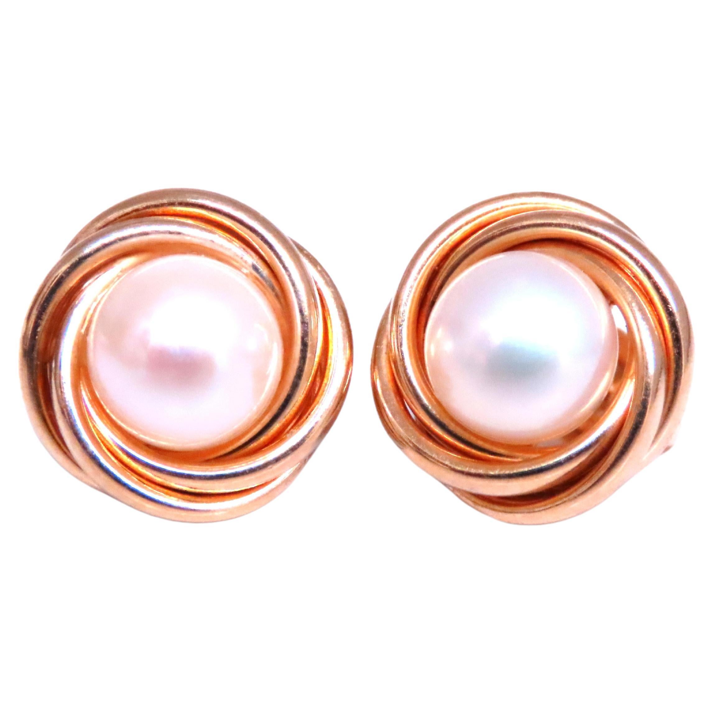 Robins Egg Pearl Nest Retro Earrings 14kt Gold 12600