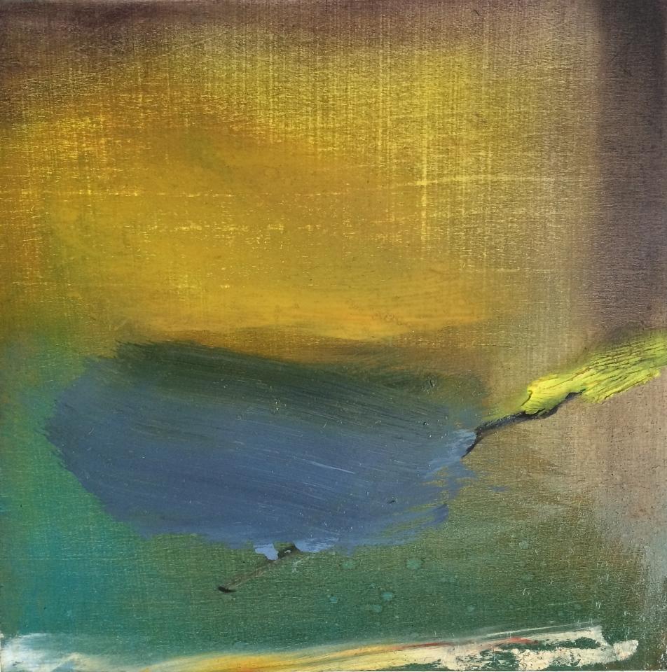 Robinson & McMahon Abstract Painting - Fort: Small minimal oil painting on board, reminiscent of Turner