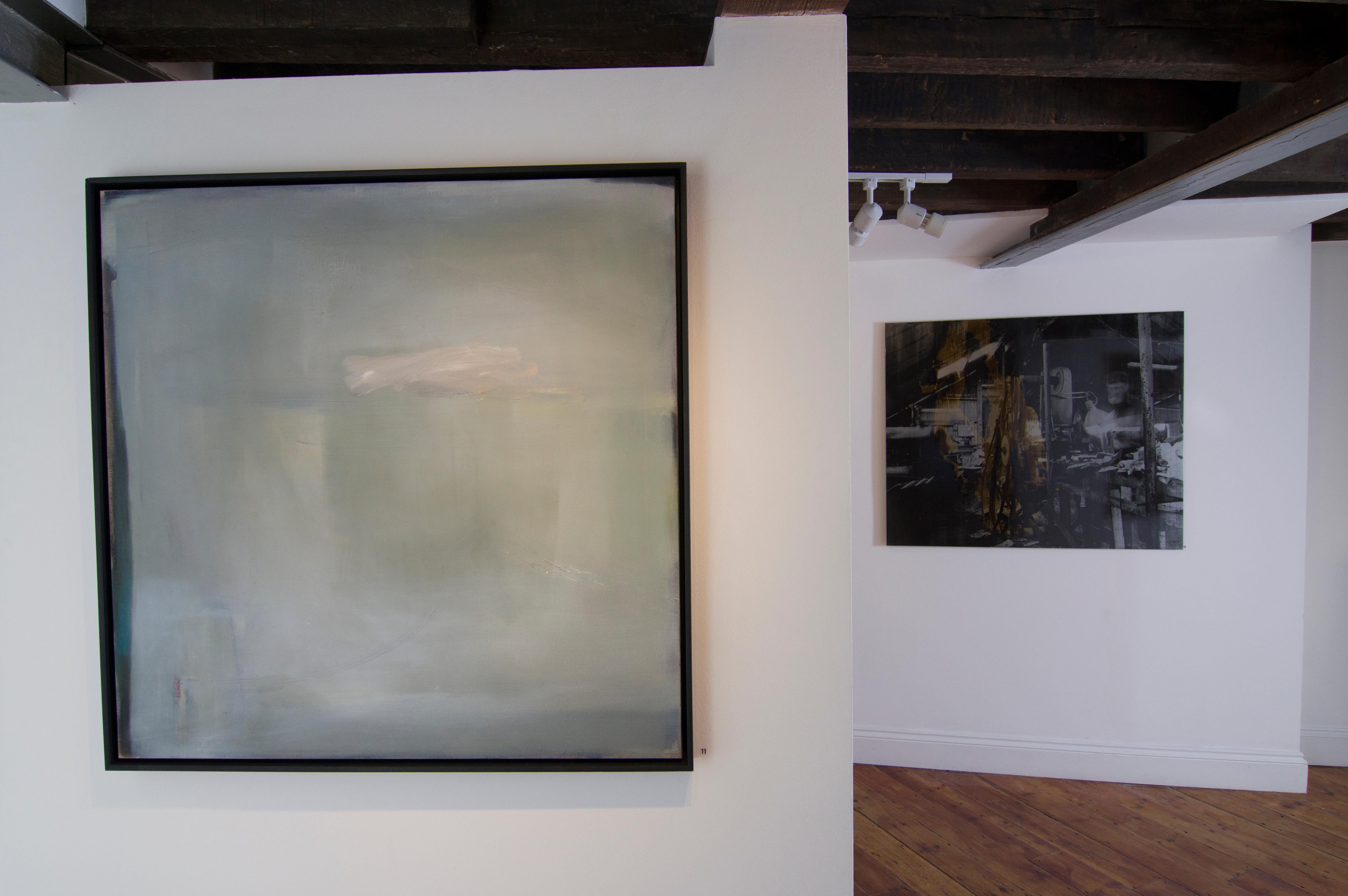 To Catch a King, 2015, Oil on canvas and framed in dark ebony tray frame, 39 2/5 × 39 2/5 in; 100 × 100 cm by Robinson & McMahon

As a collaboration of two artists painting on the same canvas, with very different methods of using paint, Jason
