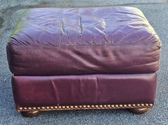 Robinson and Robinson Furniture Rustic Top Grain Leather Burgundy Ottoman