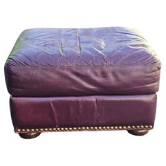 Robinson and Robinson Furniture Rustic Top Grain Leather Burgundy Ottoman