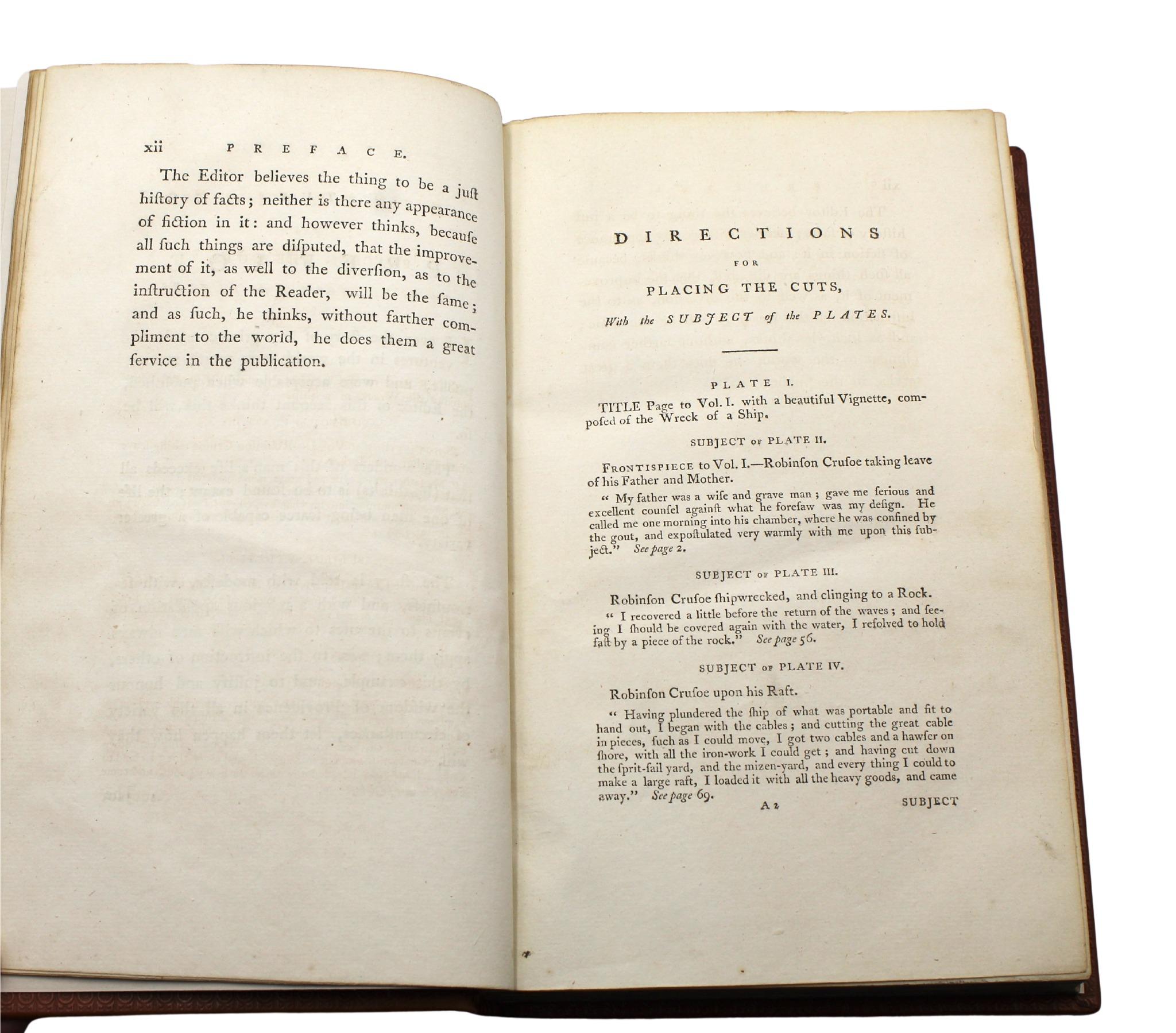 Robinson Crusoe de Daniel Defoe, Conjunto de dos volúmenes, Primera edición (así), 1790 en venta 2
