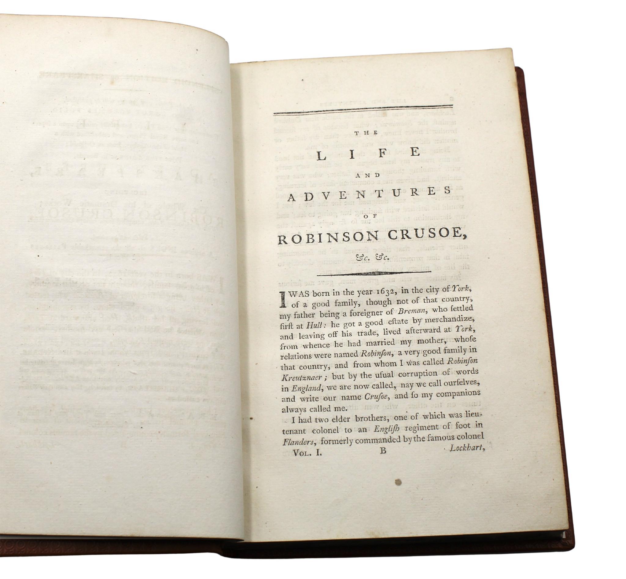 Robinson Crusoe de Daniel Defoe, Conjunto de dos volúmenes, Primera edición (así), 1790 en venta 4