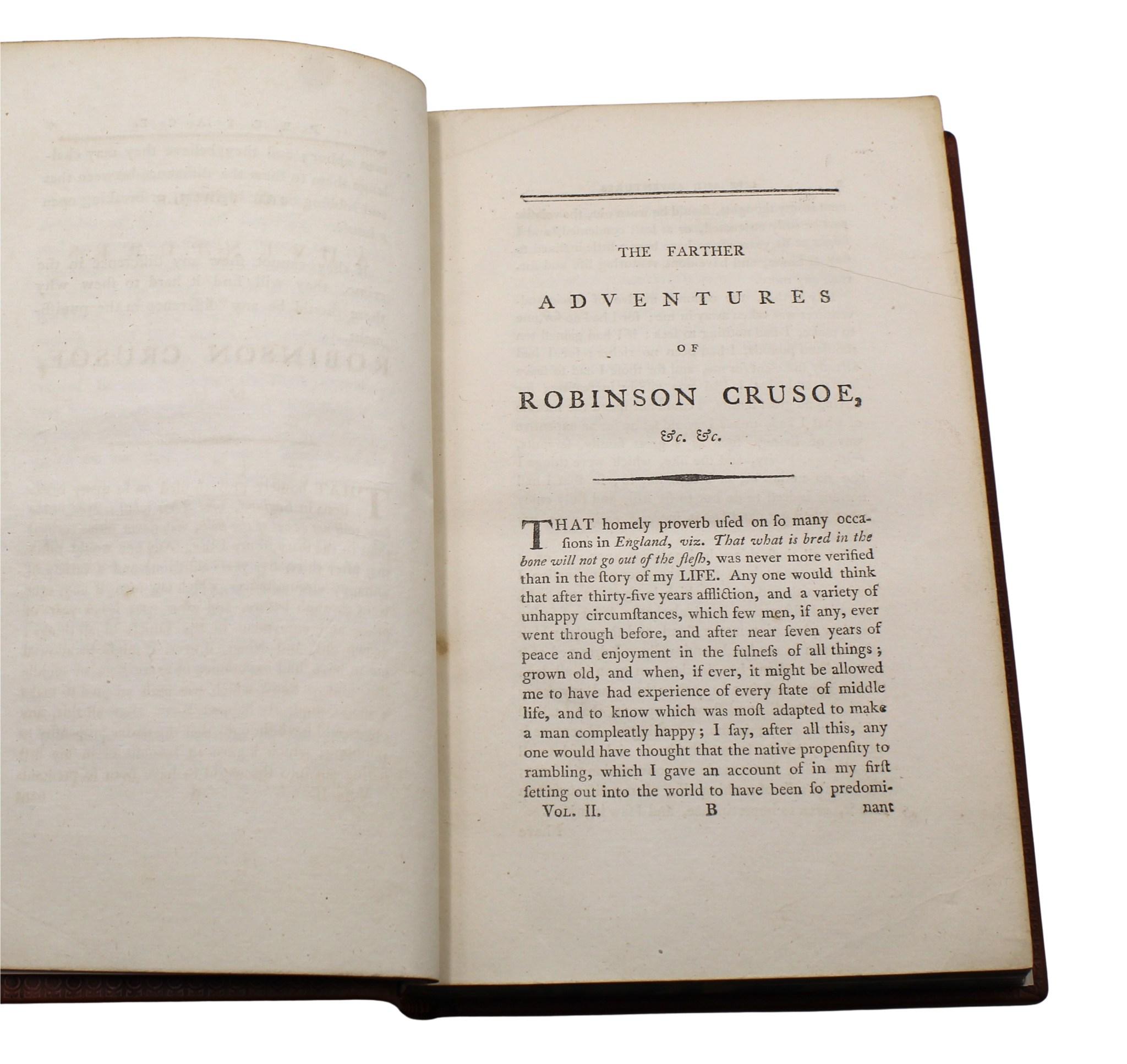 Robinson Crusoe de Daniel Defoe, Conjunto de dos volúmenes, Primera edición (así), 1790 en venta 7