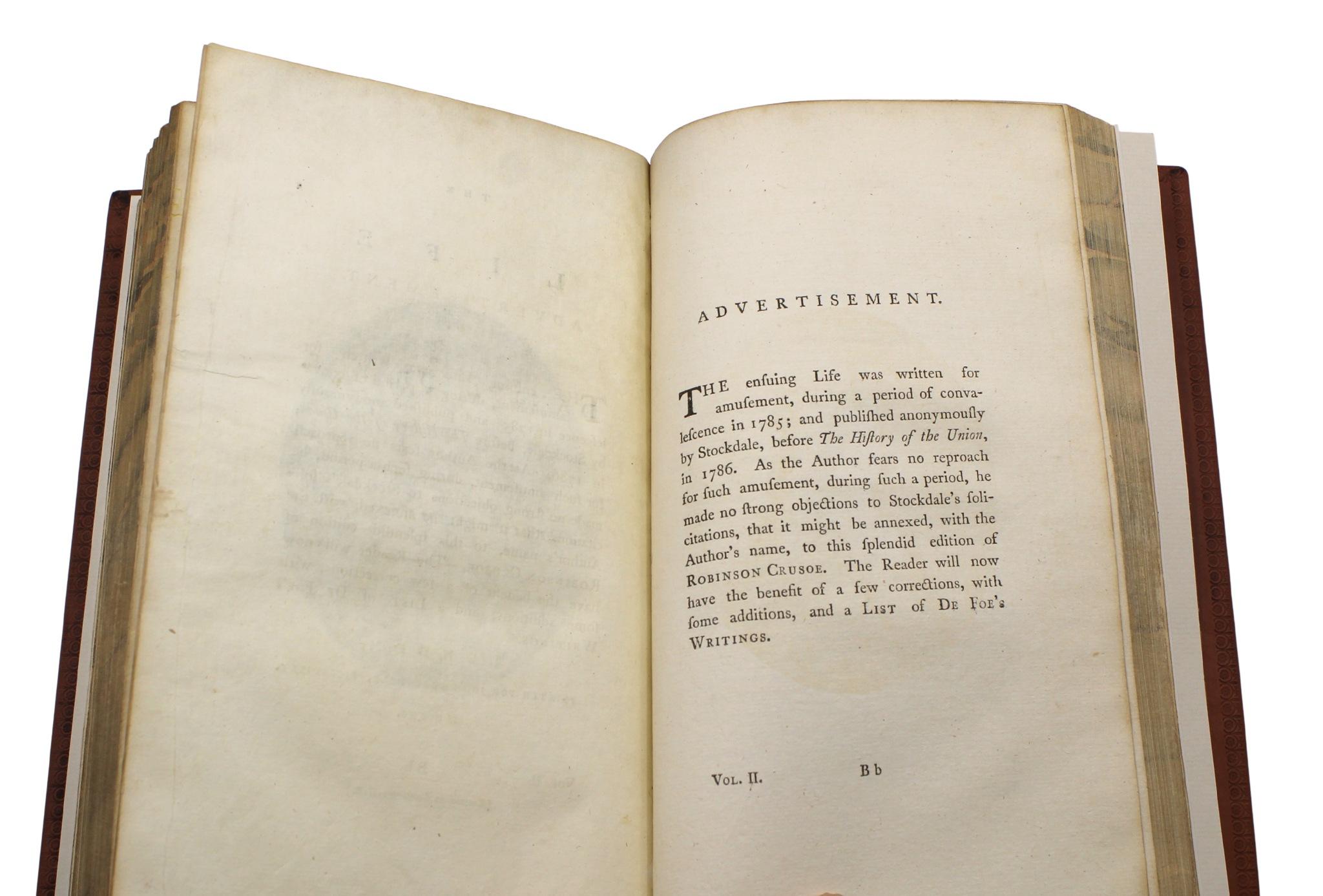 Robinson Crusoe de Daniel Defoe, Conjunto de dos volúmenes, Primera edición (así), 1790 en venta 11