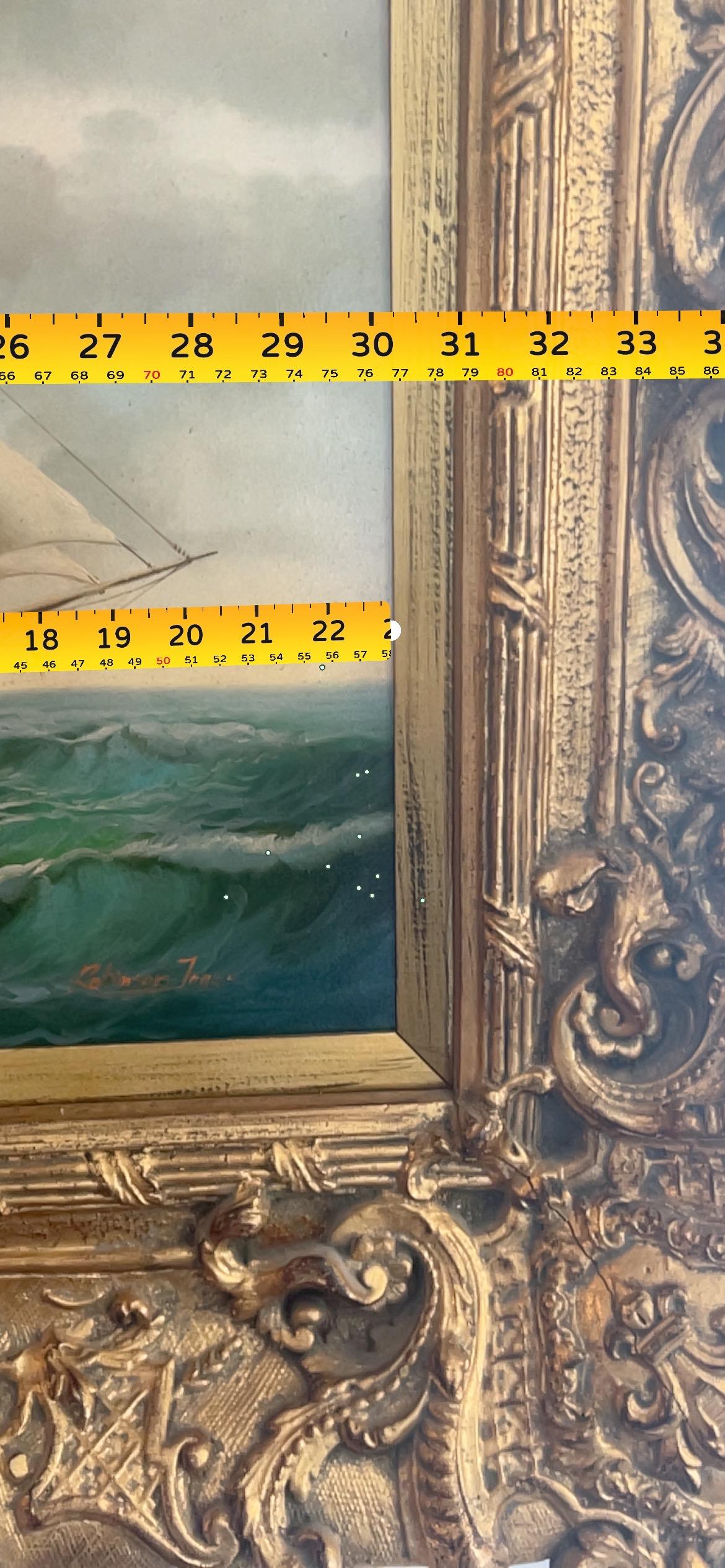 Robinson Jones Framed Oil Painting on Canvas of Sailing Vessel 8