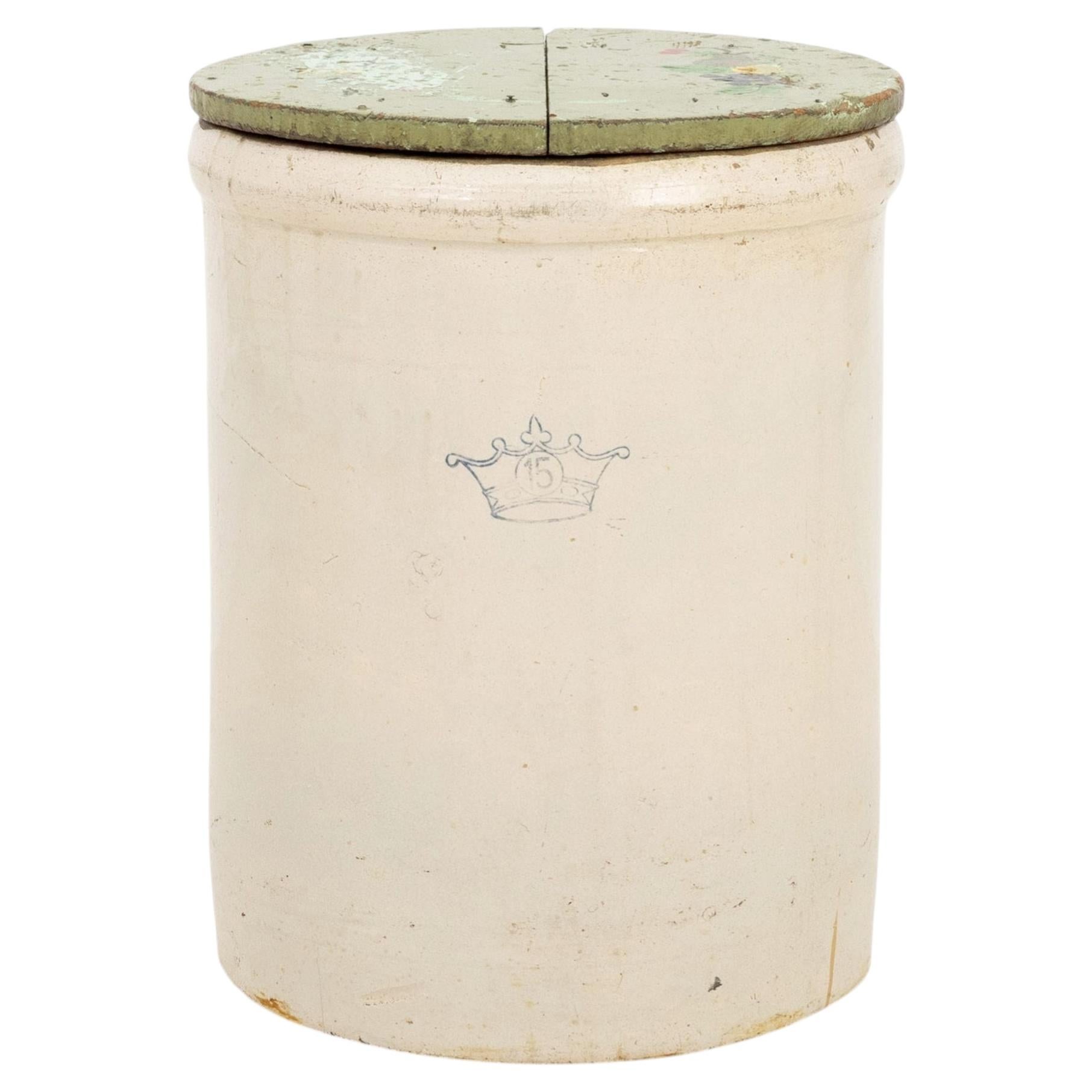 Robinson Ransbottom Antique Americana Stoneware Covered Crock For Sale