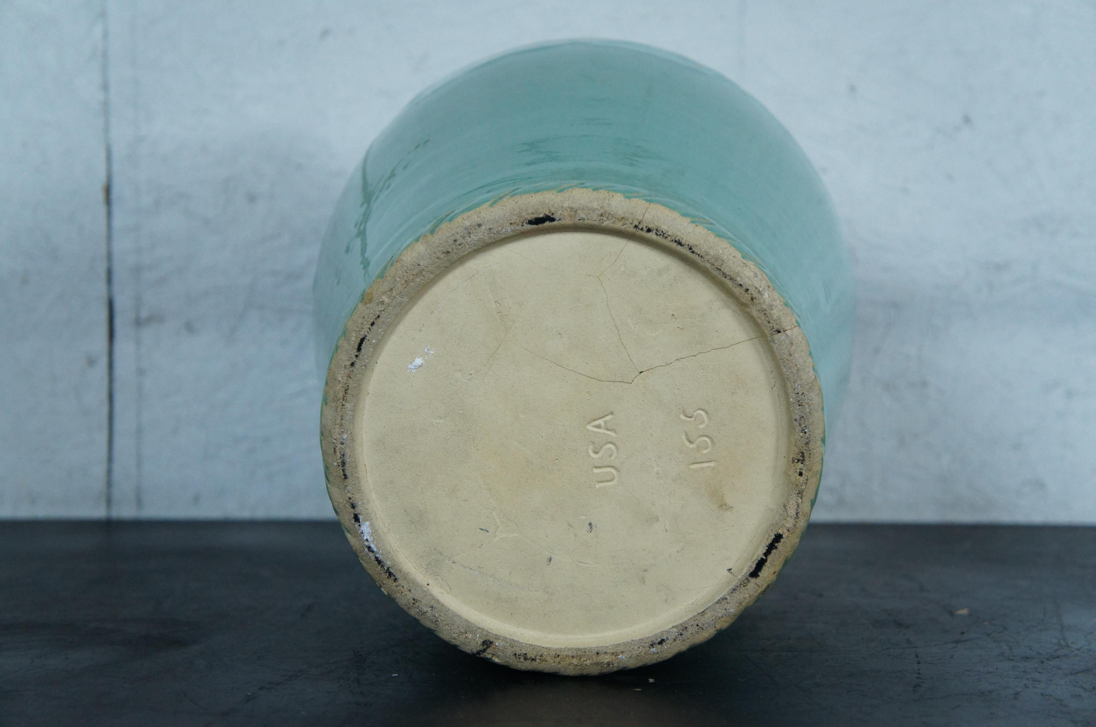 Robinson Ransbottom Art Deco Turquoise Drip Glaze Floor Vase Mantel Urn 18