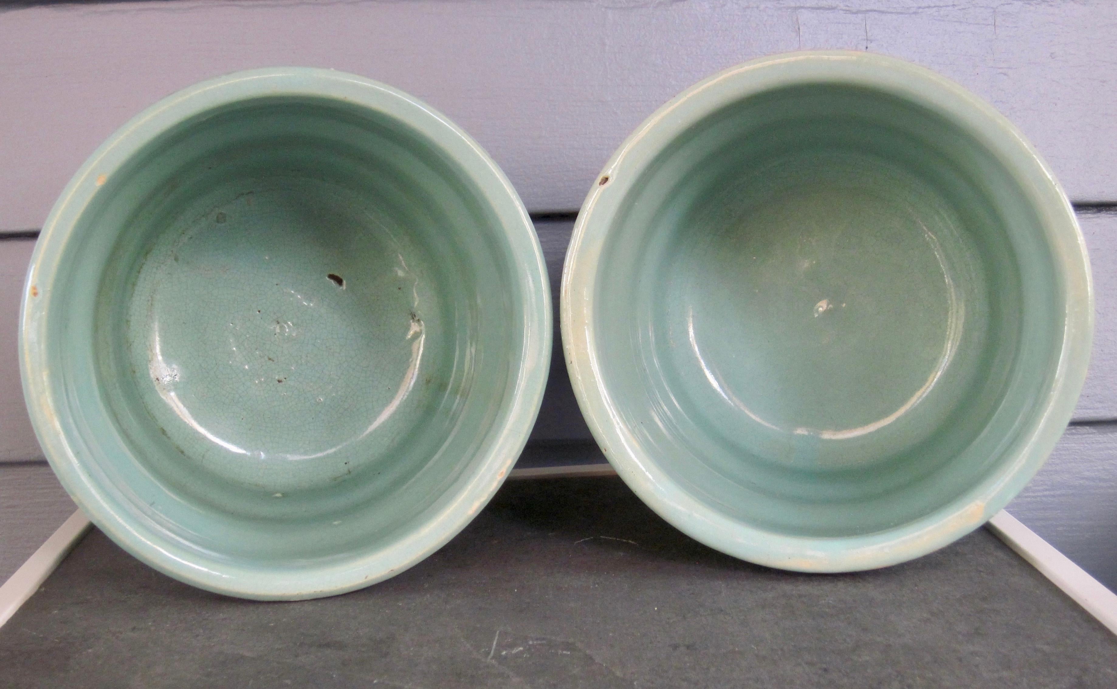 American Robinson Ransbottom Blue Green Flower Pot Jardiniere Pair For Sale