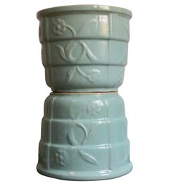 Robinson Ransbottom Blue Green Flower Pot Jardiniere Pair