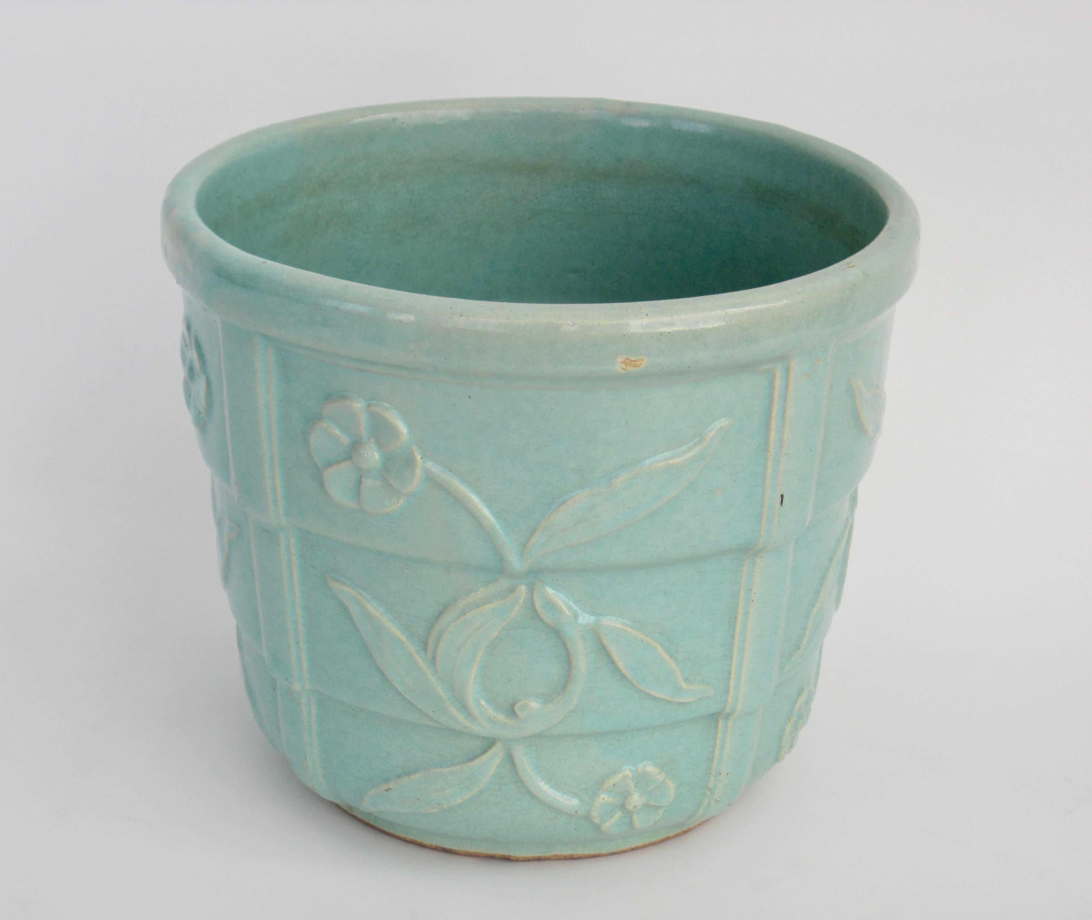 Art Deco Robinson Ransbottom Blue Green Flower Pot Jardiniere