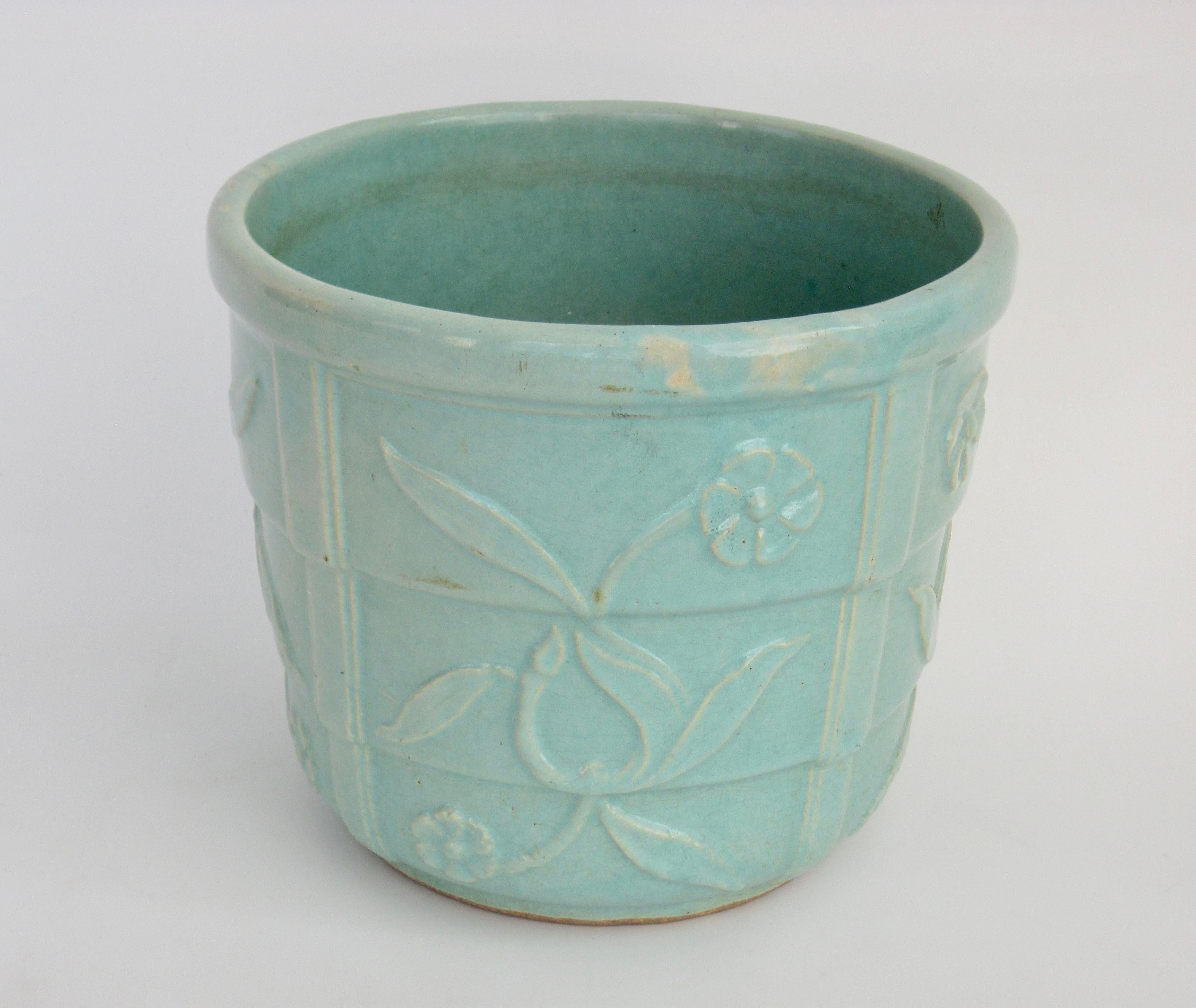 American Robinson Ransbottom Blue Green Flower Pot Jardiniere 