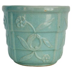 Retro Robinson Ransbottom Blue Green Flower Pot Jardiniere 