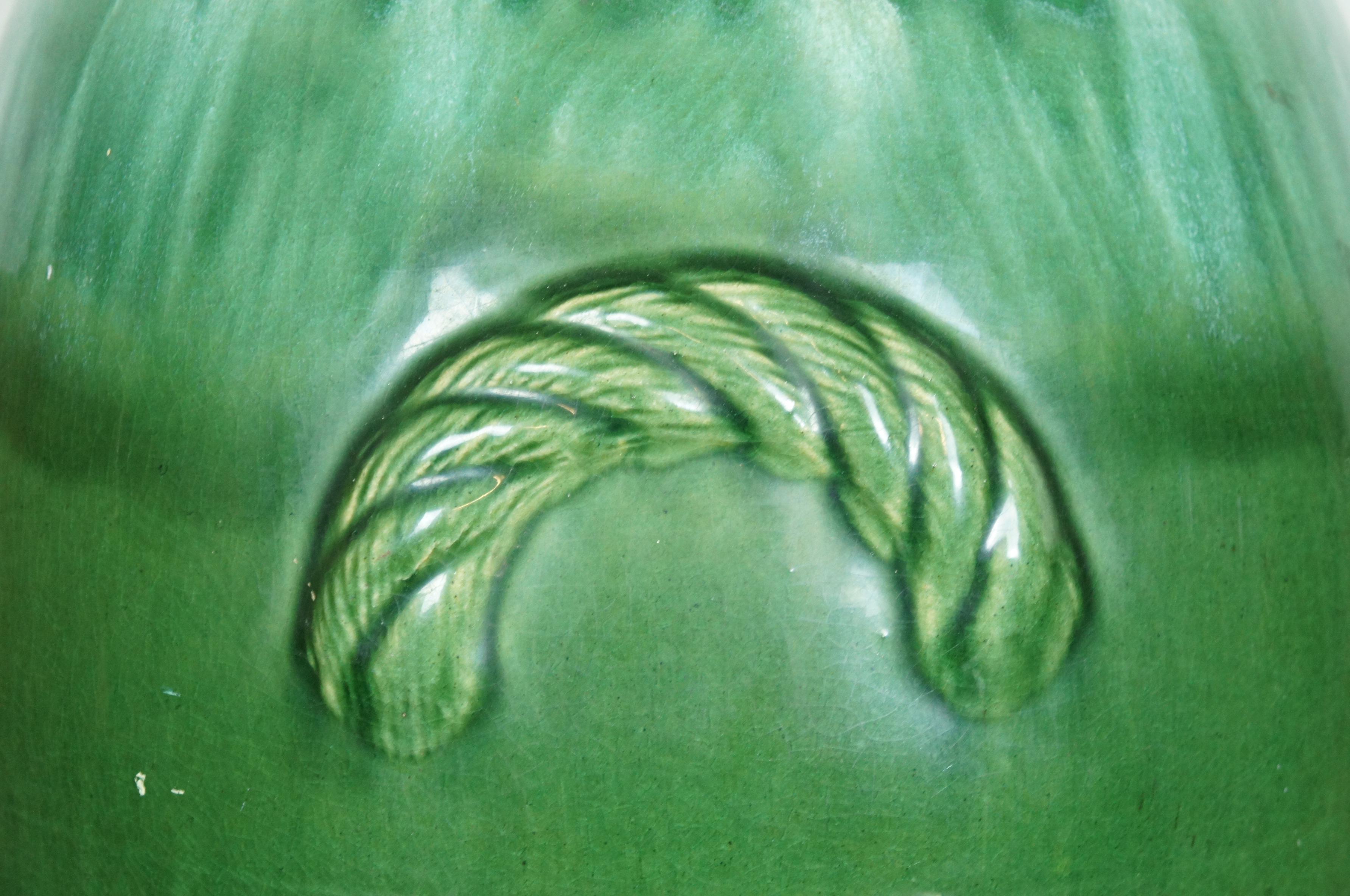 Pottery Robinson Ransbottom Green Drip Glaze Floor Vase Oil Jar Mantel Urn 18