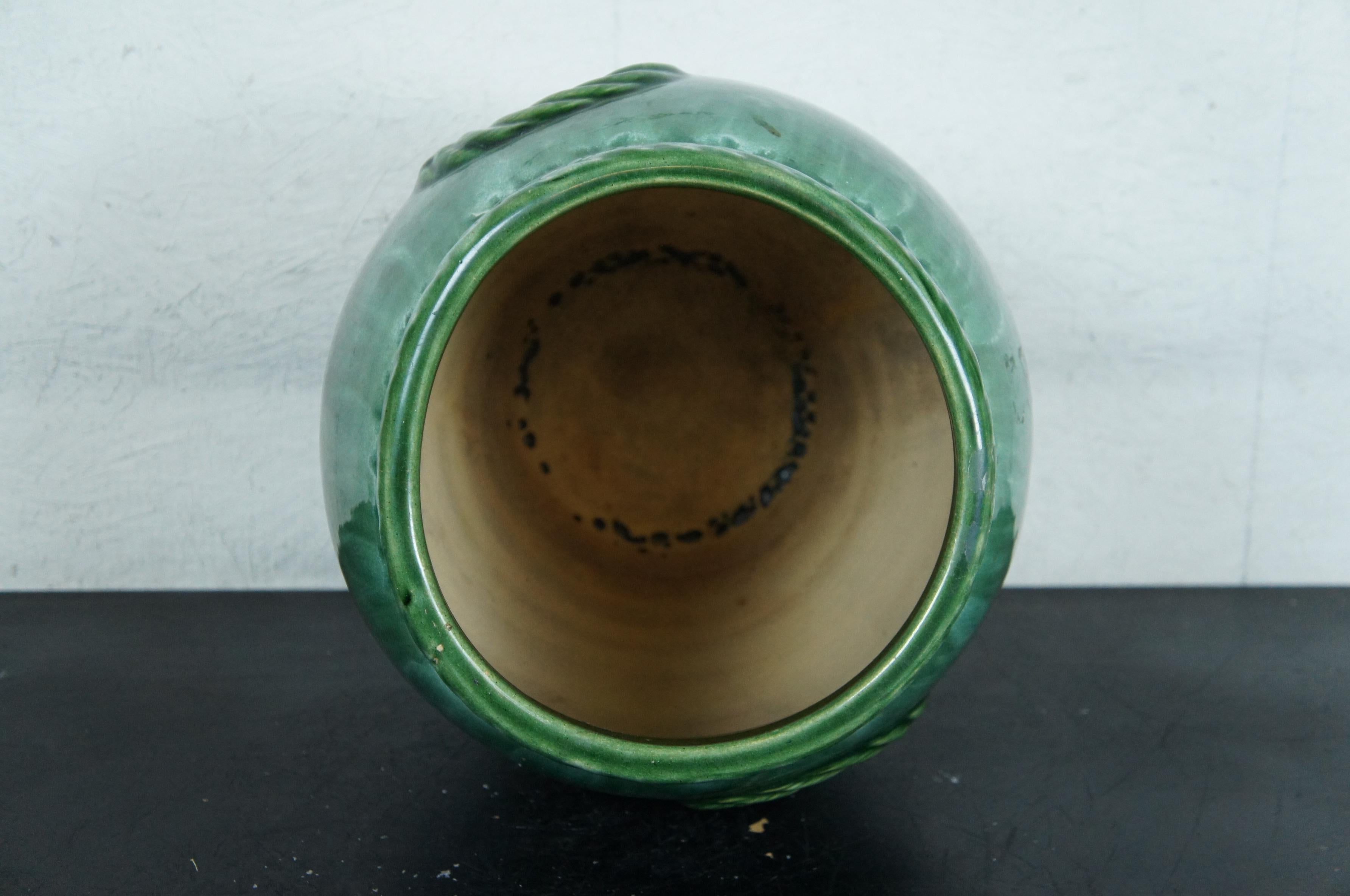 Robinson Ransbottom Green Drip Glaze Floor Vase Oil Jar Mantel Urn 18