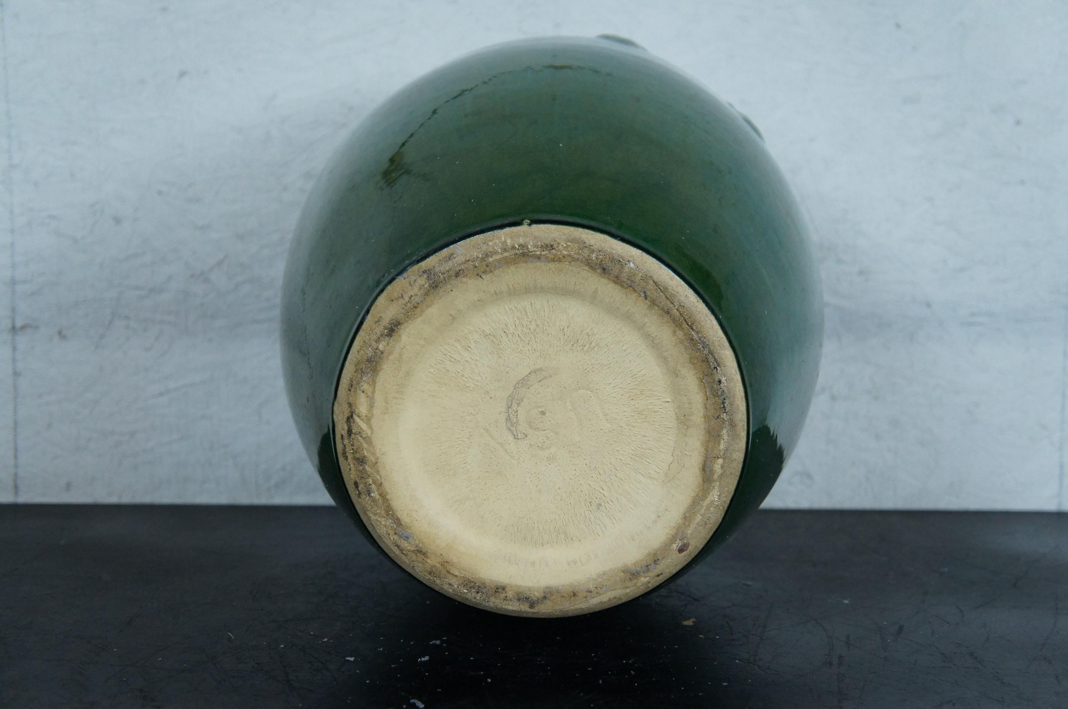 Robinson Ransbottom Green Drip Glaze Floor Vase Oil Jar Mantel Urn 18