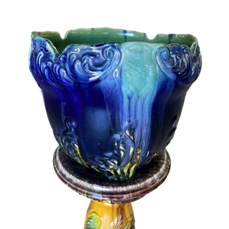 Robinson Ransbottom Pottery Jardiniere Planter & Pedestal In Excellent Condition For Sale In Van Nuys, CA