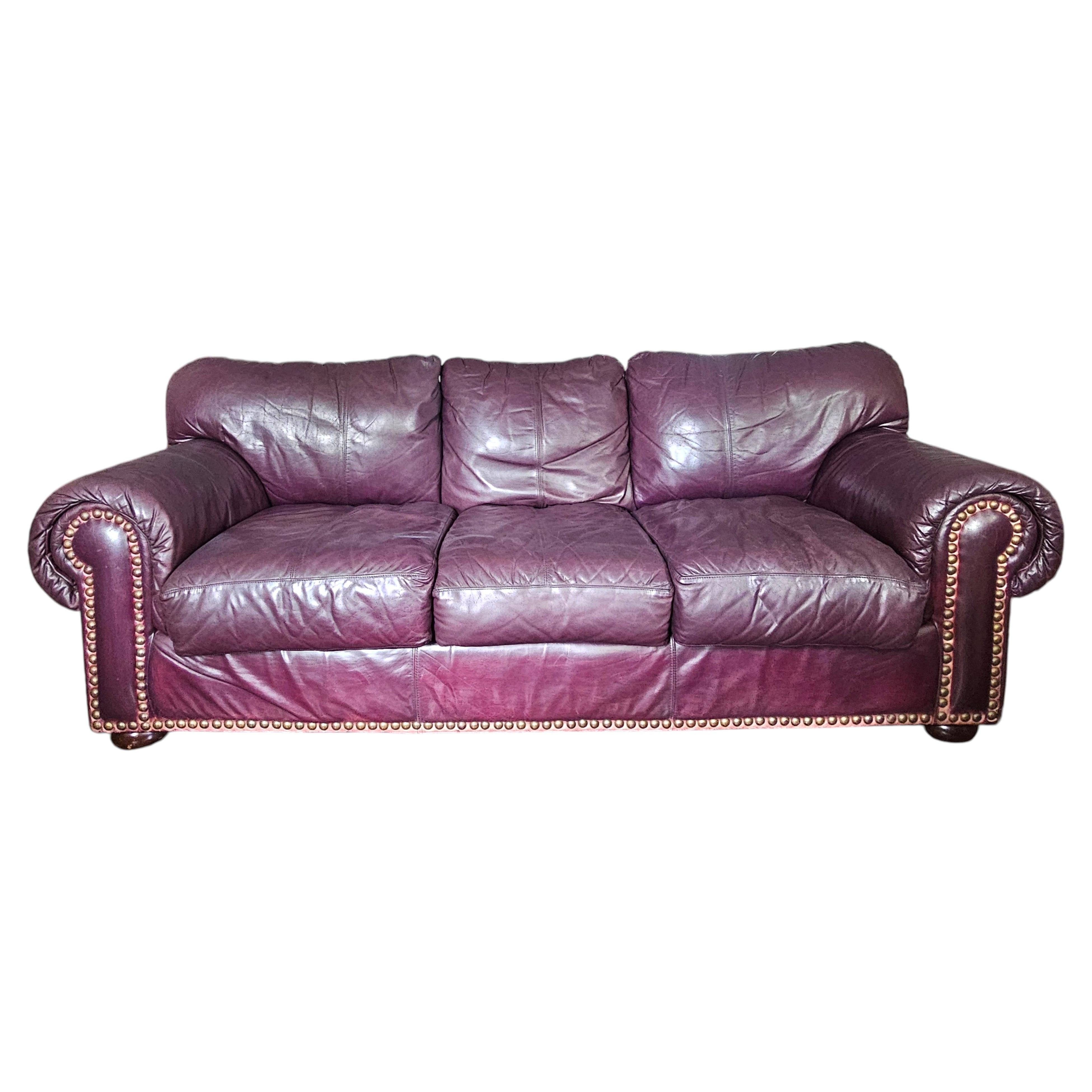 Robinson & Robinson Classic Worn Top Grain Leather Three Seat Sofa