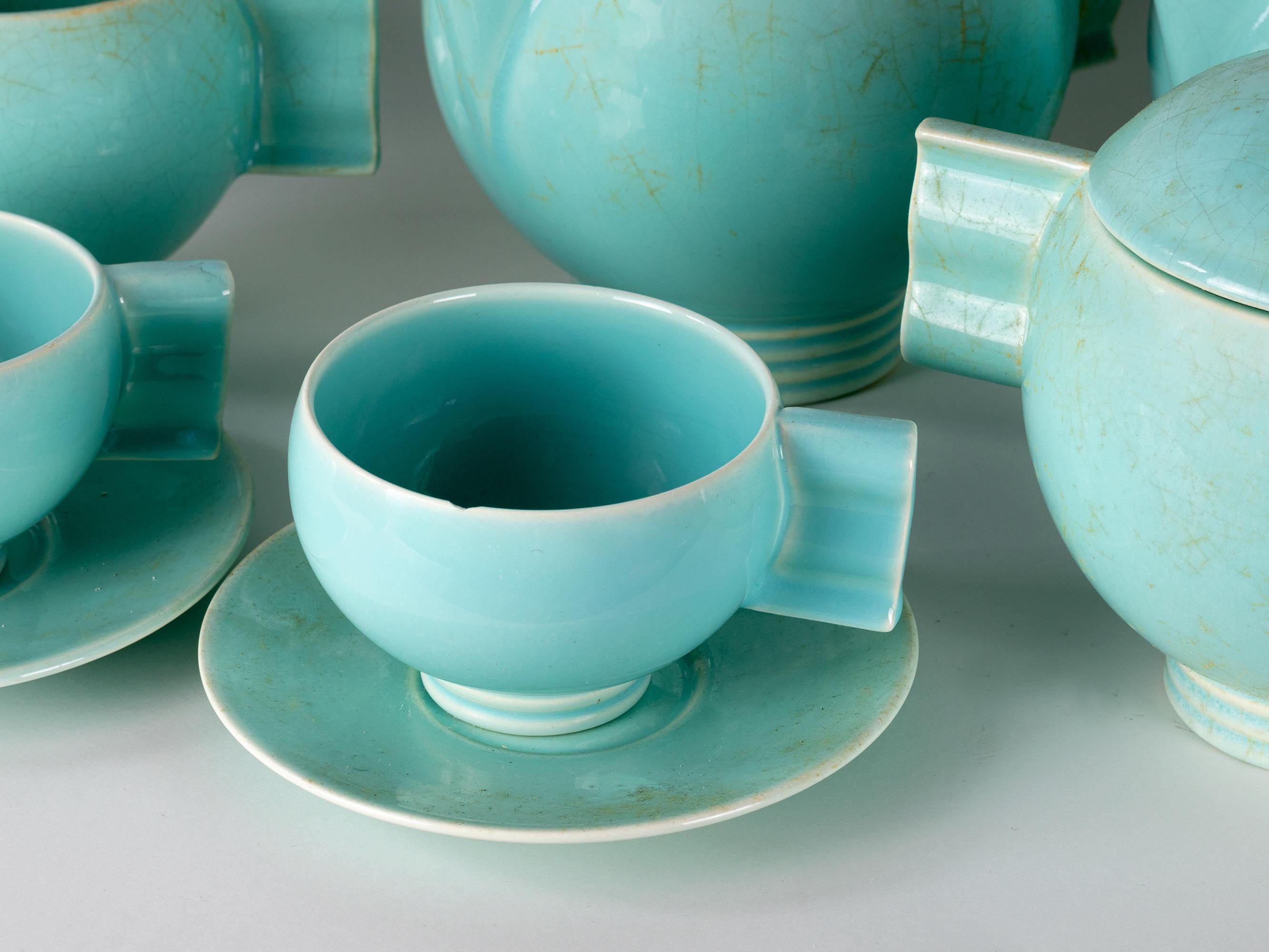 Robj Glazed Earthenware Tea Set, Art Deco, 20th Century (20. Jahrhundert) im Angebot