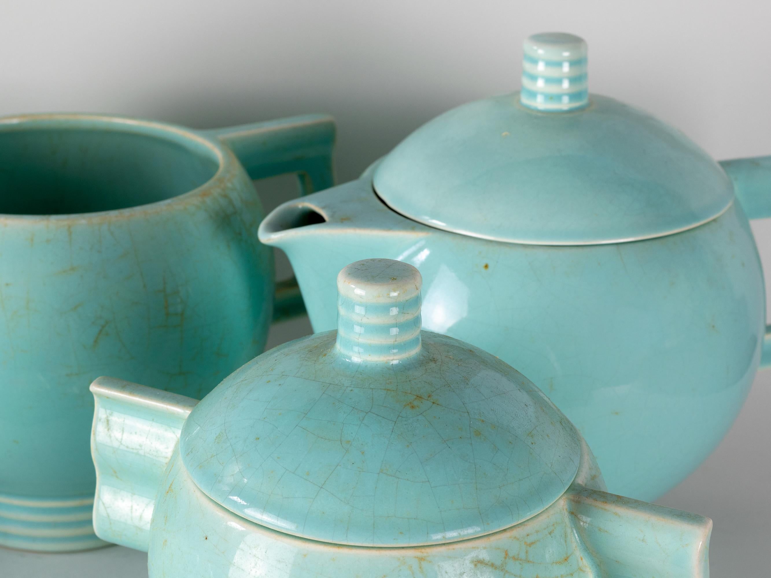 Robj Glazed Earthenware Tea Set, Art Deco For Sale 5