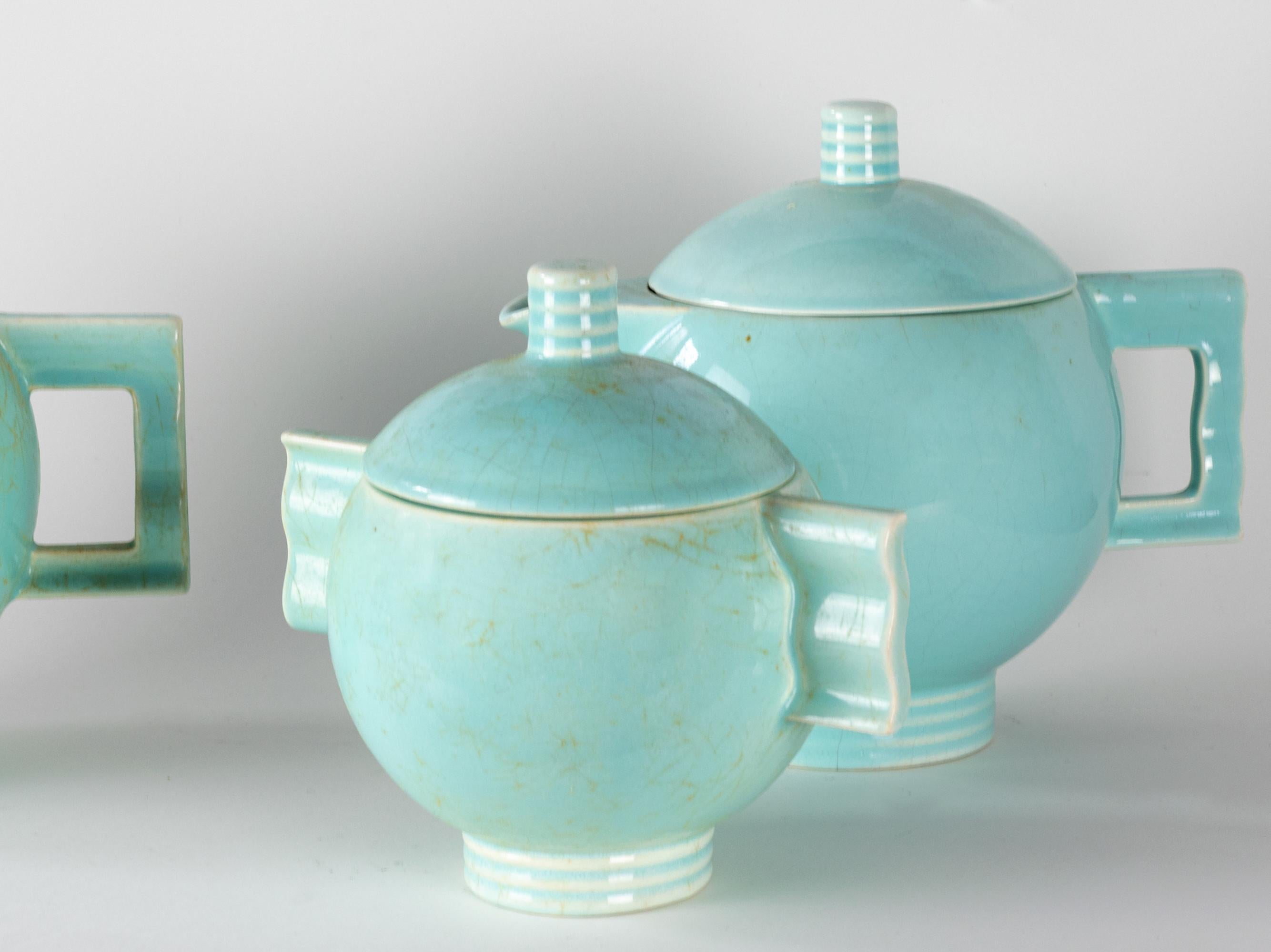 Robj Glazed Earthenware Tea Set, Art Deco For Sale 7