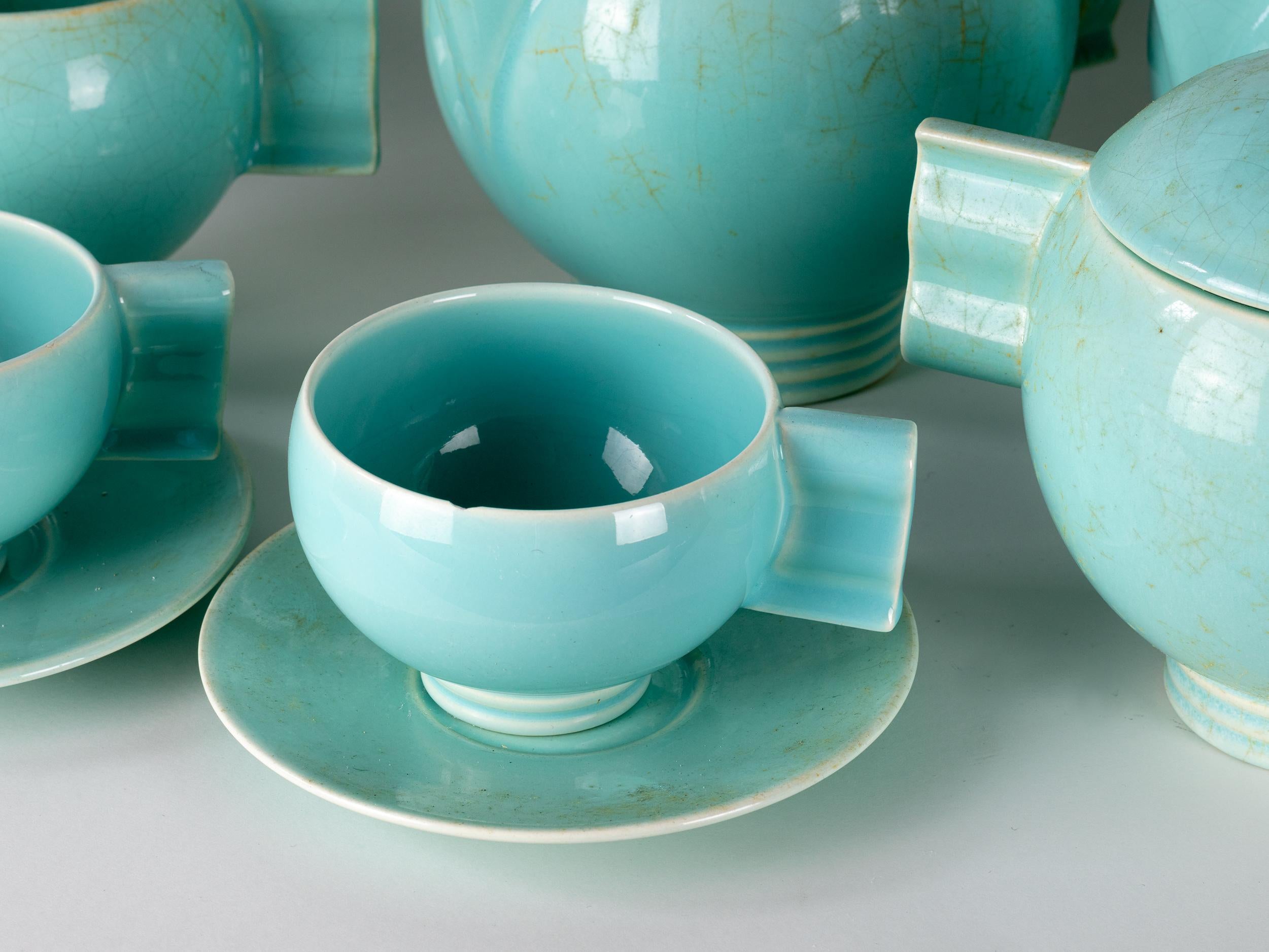 20th Century Robj Glazed Earthenware Tea Set, Art Deco For Sale