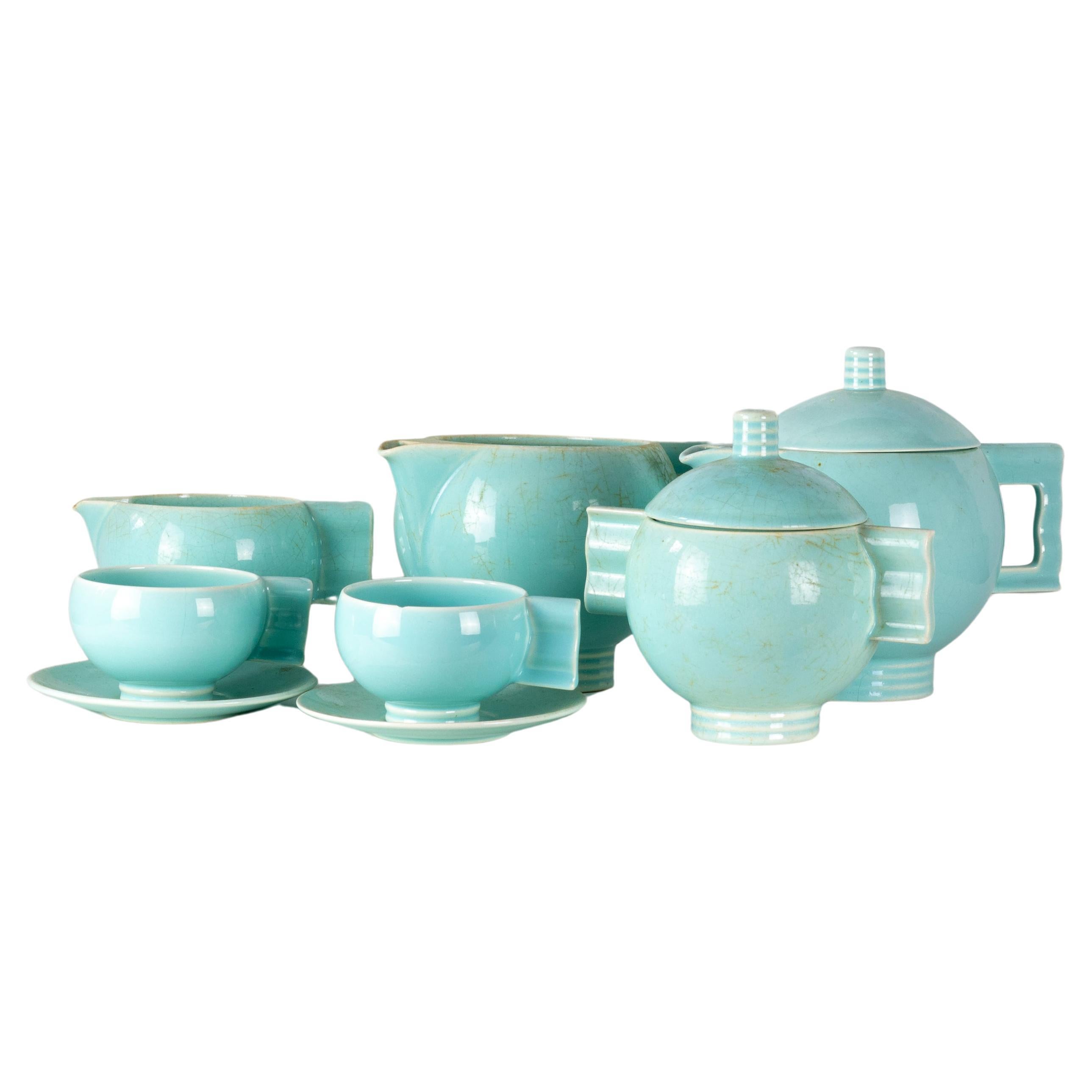 Robj Glazed Earthenware Tea Set, Art Deco For Sale