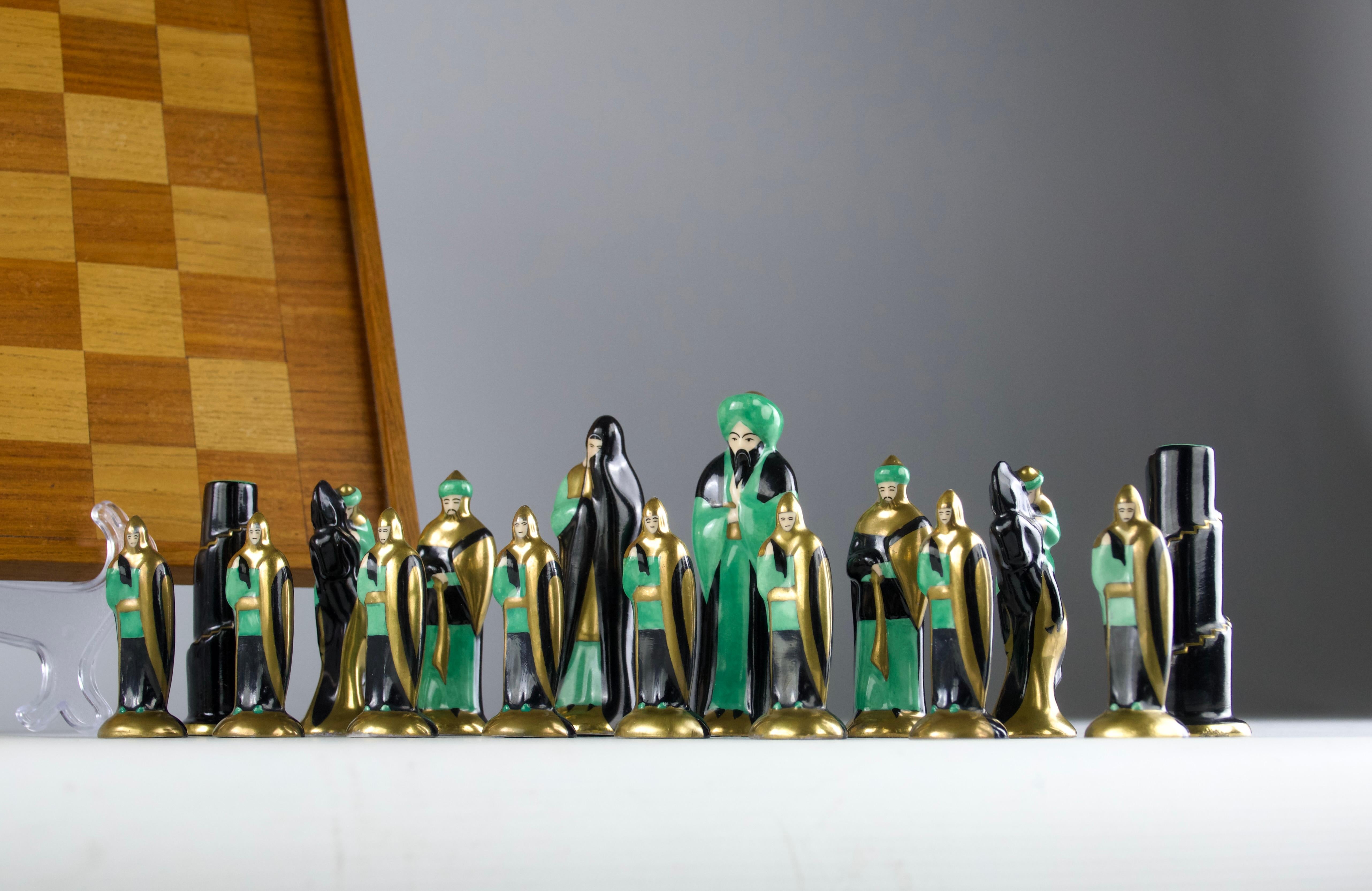 Mid-20th Century Robj, Templars and Saracen Chess Set, French Art Deco 1920s For Sale