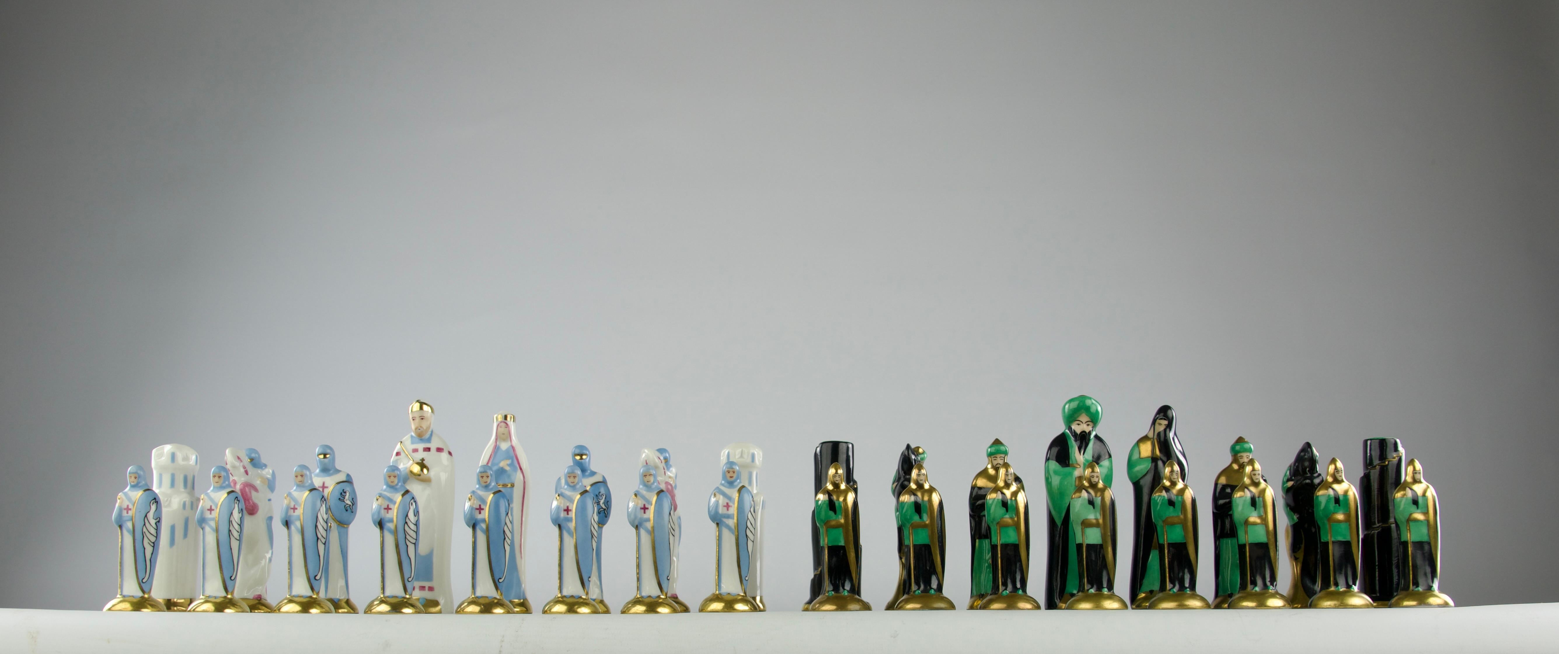 Robj, Templars and Saracen Chess Set, French Art Deco 1920s For Sale 1