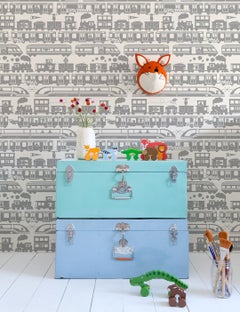 Papier peint Robo Rail Designer en étain gris et blanc