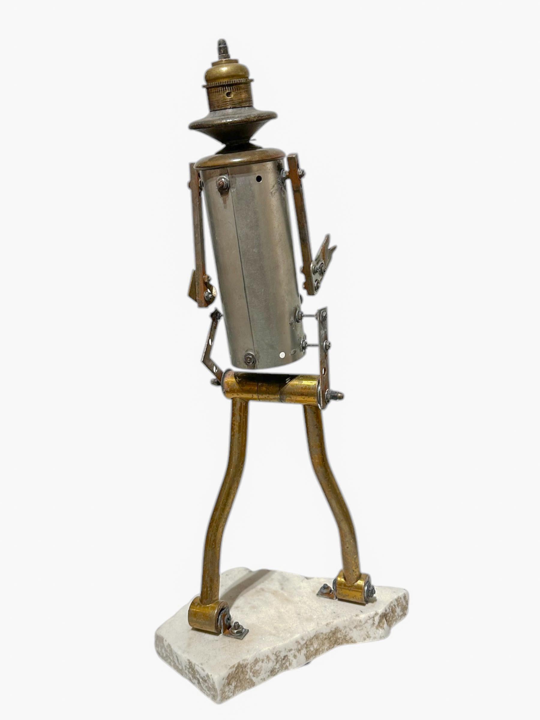 Metal Robot 1, Found Object Sculpture With Iconic Children's Toy Parts For Sale