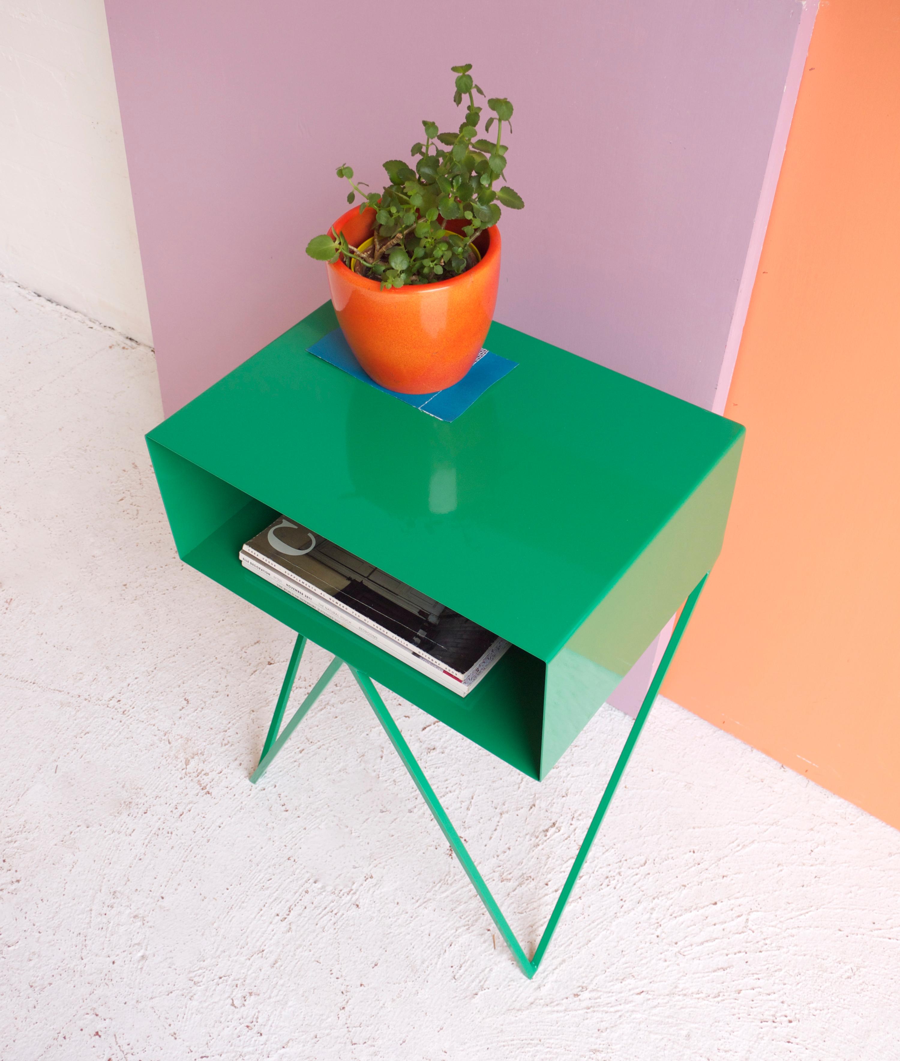 Powder-Coated Robot Side Table / Green Nightstand For Sale