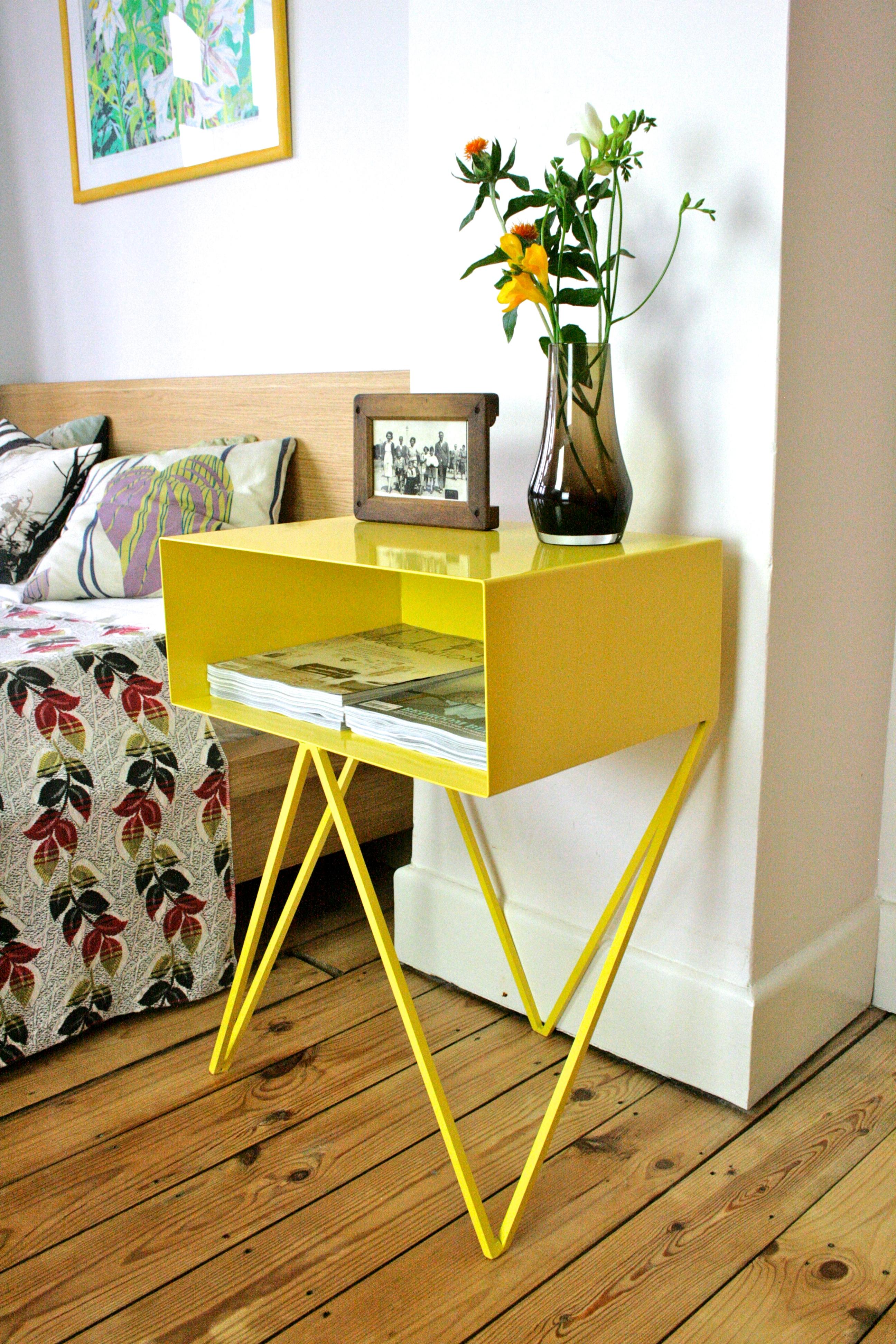 Robot Side Table / Yellow Nightstand In New Condition For Sale In Leicester, GB