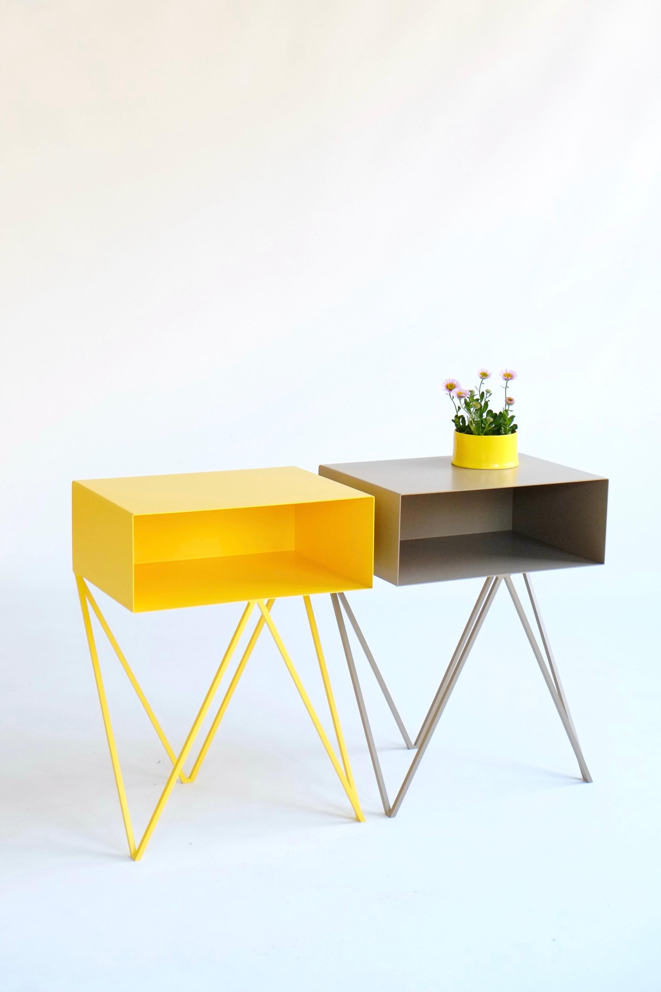 Steel Robot Side Table / Yellow Nightstand For Sale
