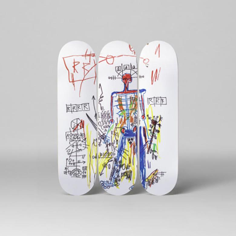 Roboter-Skateboard-Decken nach Jean-Michel Basquiat (Belgisch)