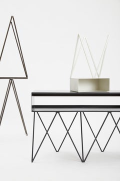 Robot Too Charcoal Black Steel Side Table / Media Console Table