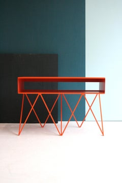 Robot Too Orange Steel Record Player Stand / Sideboard