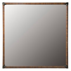Robsjohn Gibbings Cane Wrapped Dowel Square Mirror for Widdicomb