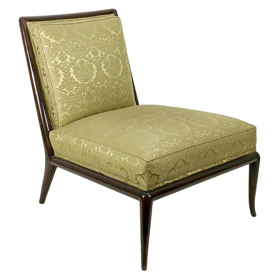 Robsjohn-Gibbings Classic Slipper Chair in Damask Fabric For Sale