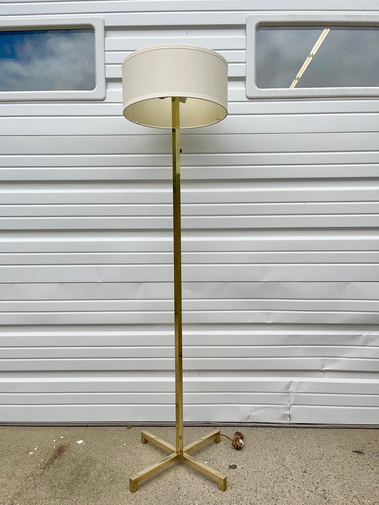 Mid-Century Modern Robsjohn-Gibbings for Hansen New York Solid Brass Floor Lamp For Sale