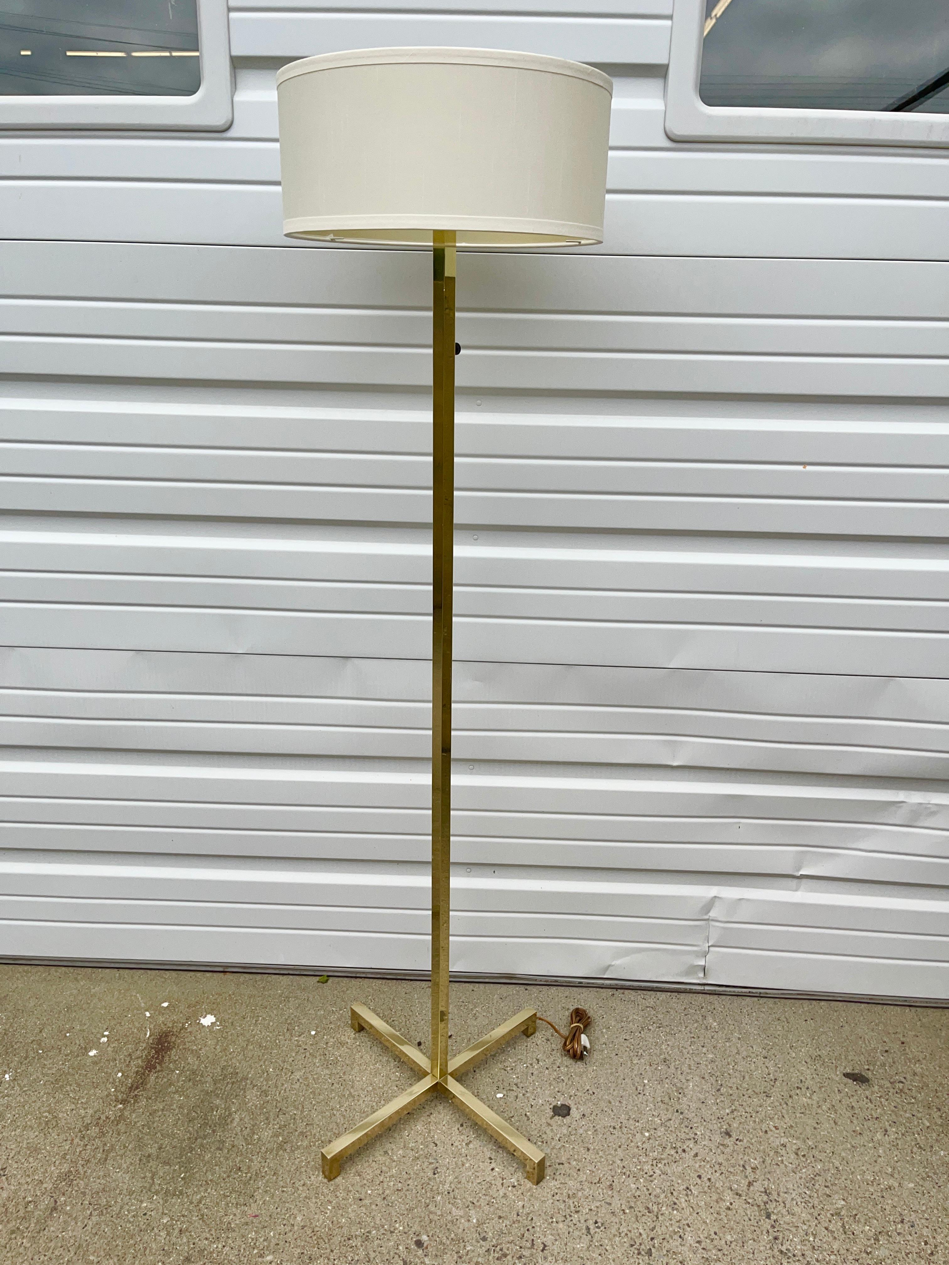 Mid-Century Modern Robsjohn-Gibbings for Hansen New York Solid Brass Floor Lamp For Sale