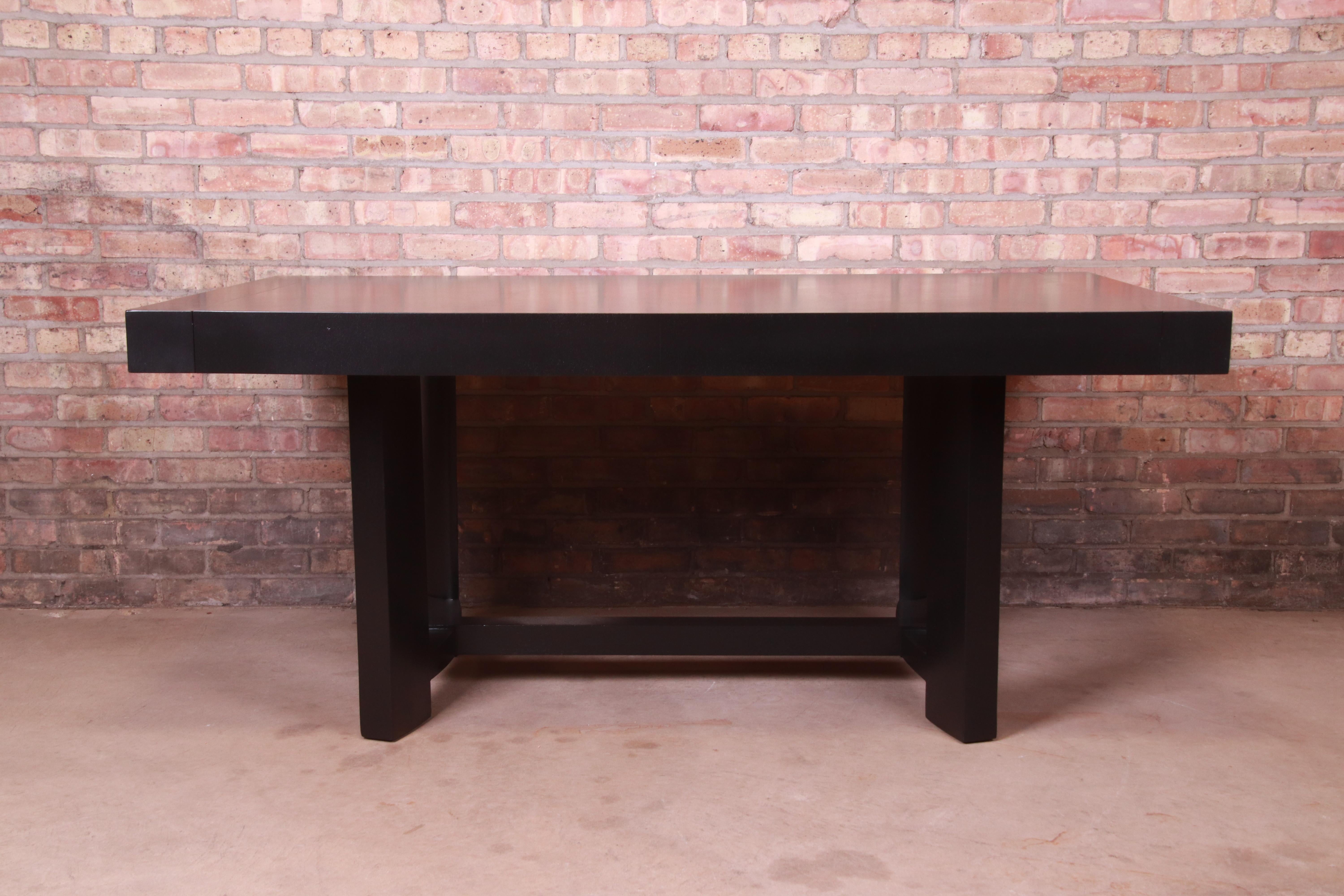 Robsjohn-Gibbings for Widdicomb Black Lacquered Dining Table, Newly Refinished 3