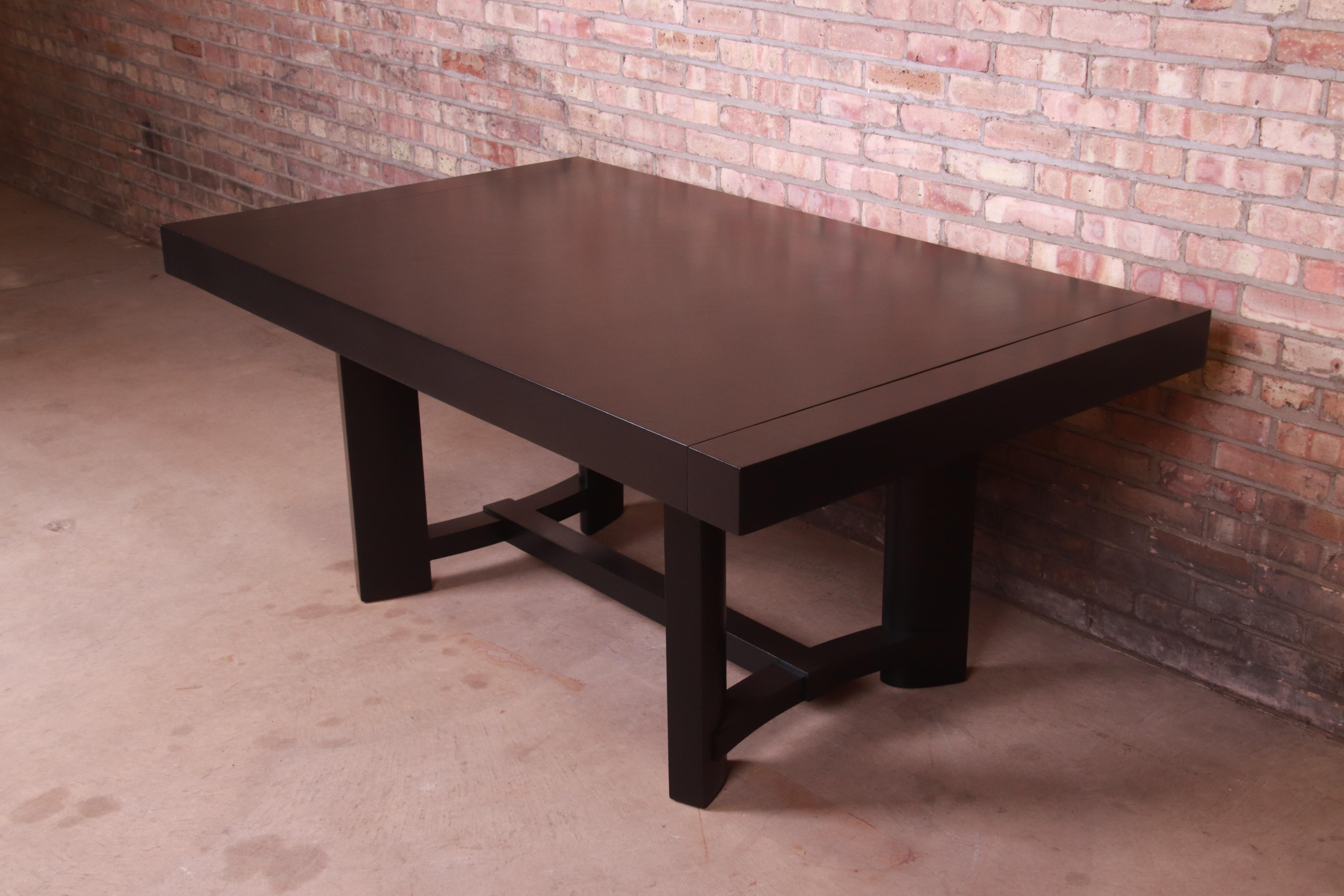 Robsjohn-Gibbings for Widdicomb Black Lacquered Dining Table, Newly Refinished 4