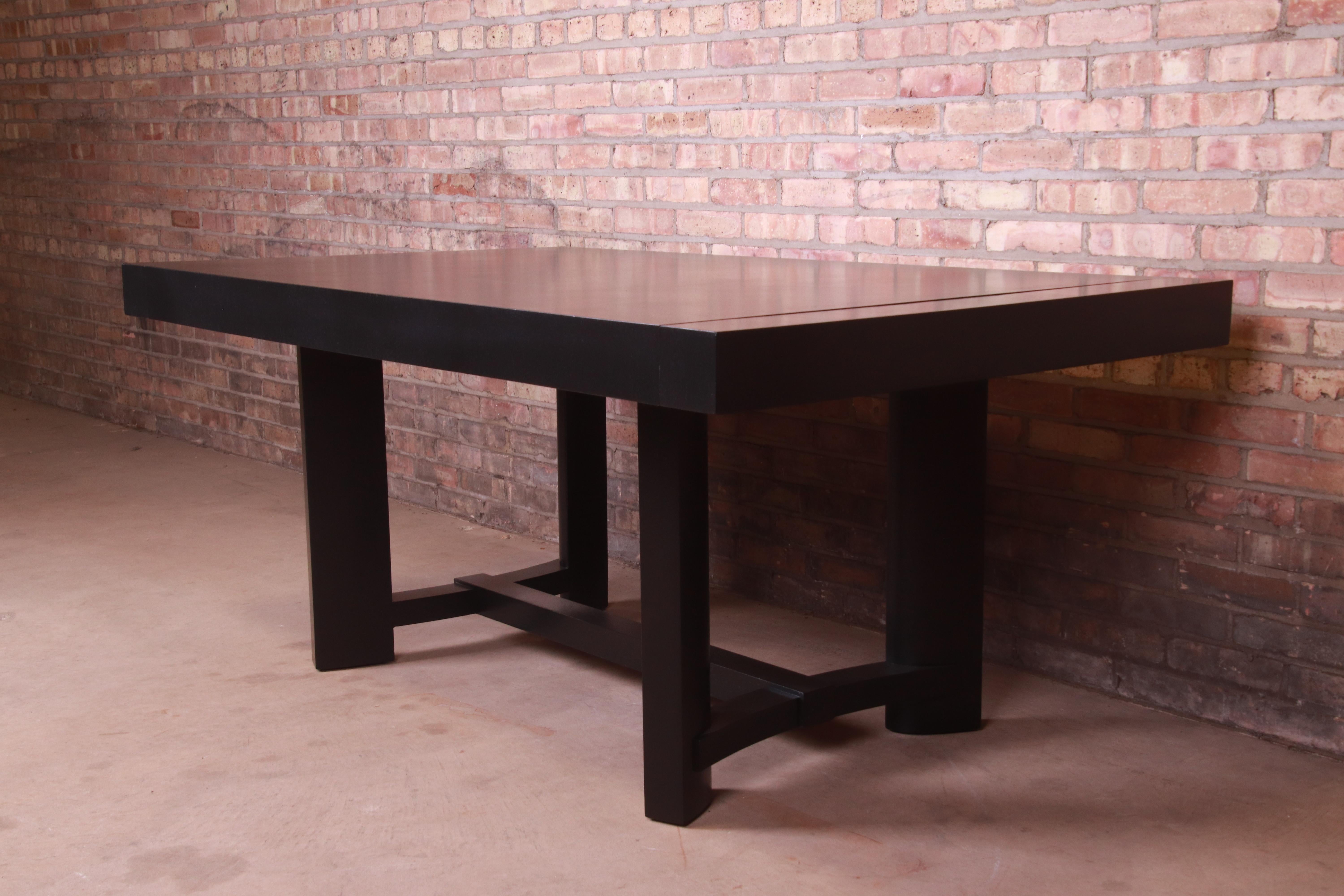 Robsjohn-Gibbings for Widdicomb Black Lacquered Dining Table, Newly Refinished 5