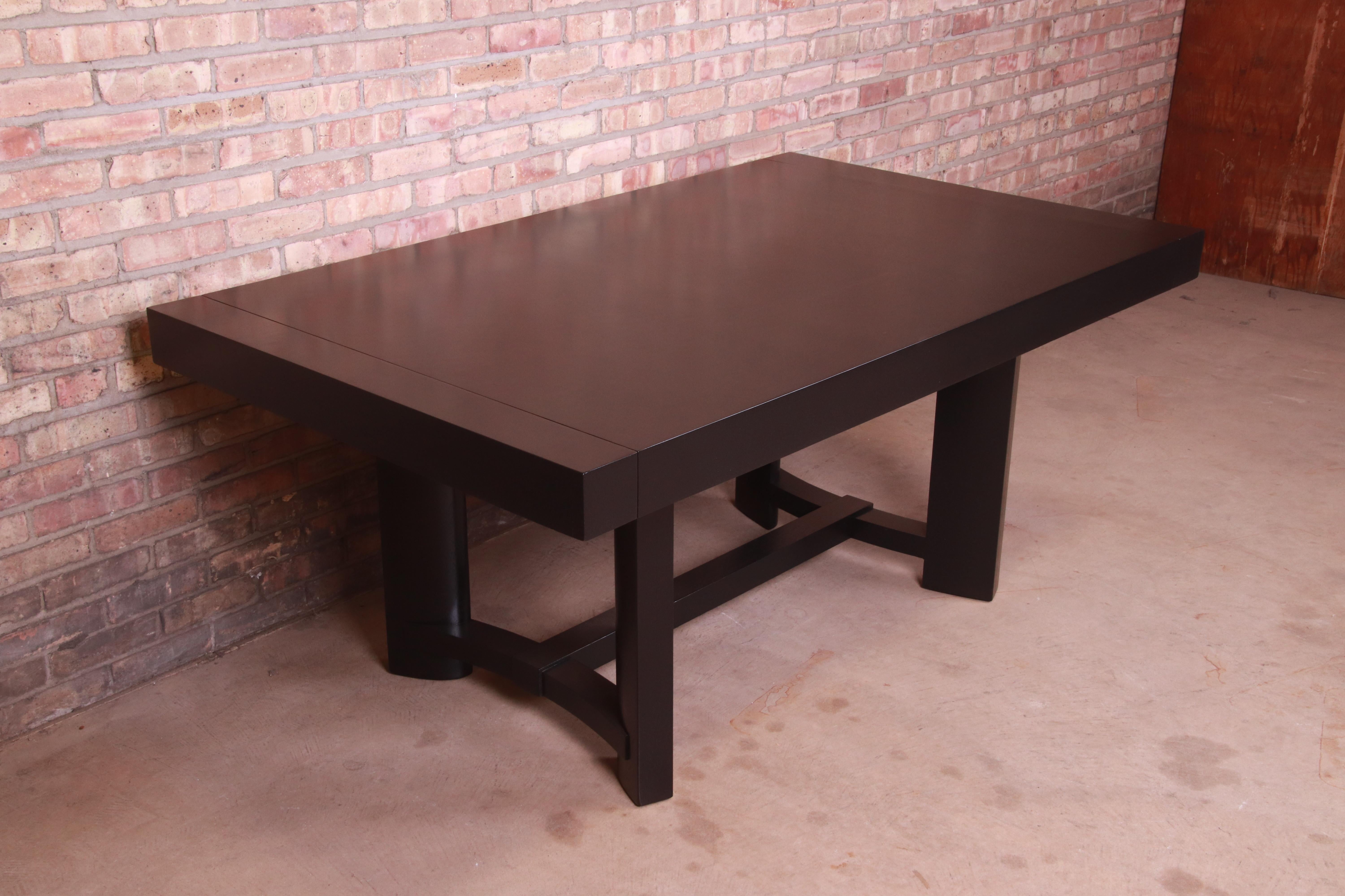 Robsjohn-Gibbings for Widdicomb Black Lacquered Dining Table, Newly Refinished 6