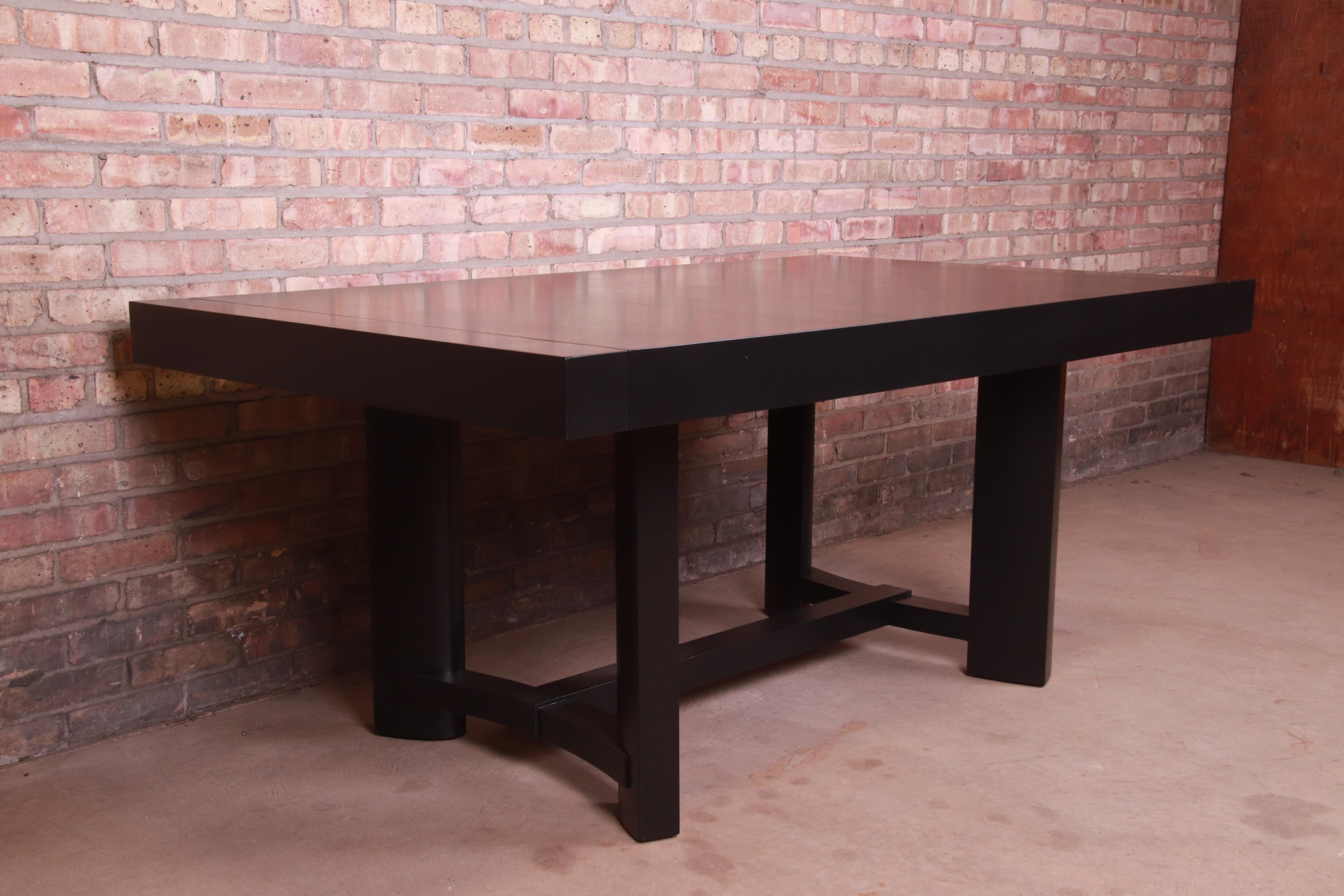 Robsjohn-Gibbings for Widdicomb Black Lacquered Dining Table, Newly Refinished 7
